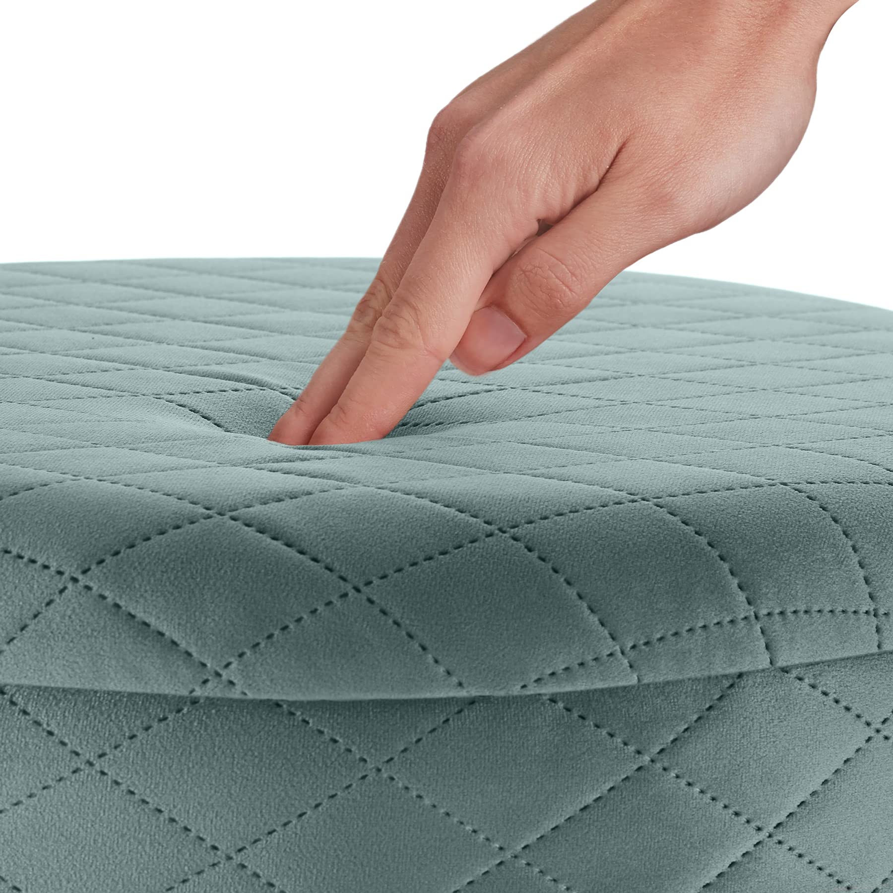 tectake® Puff almacenaje Aterciopelado con Base Dorada y Gran Capacidad, Ideal como Taburete Dormitorio, Puff Dormitorio o Elegante Silla Tocador - 51 x 51 x 44,5 cm Turquesa