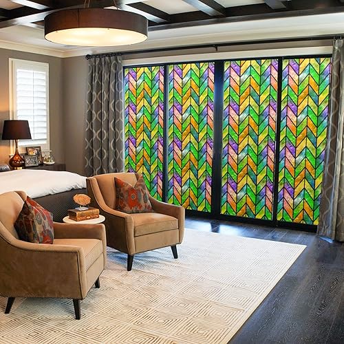 Miniatura 4 de Película de privacidad para ventana de vidrio arcoíris, película de ventana de vidrio manchado, película de privacidad para ventana, película de