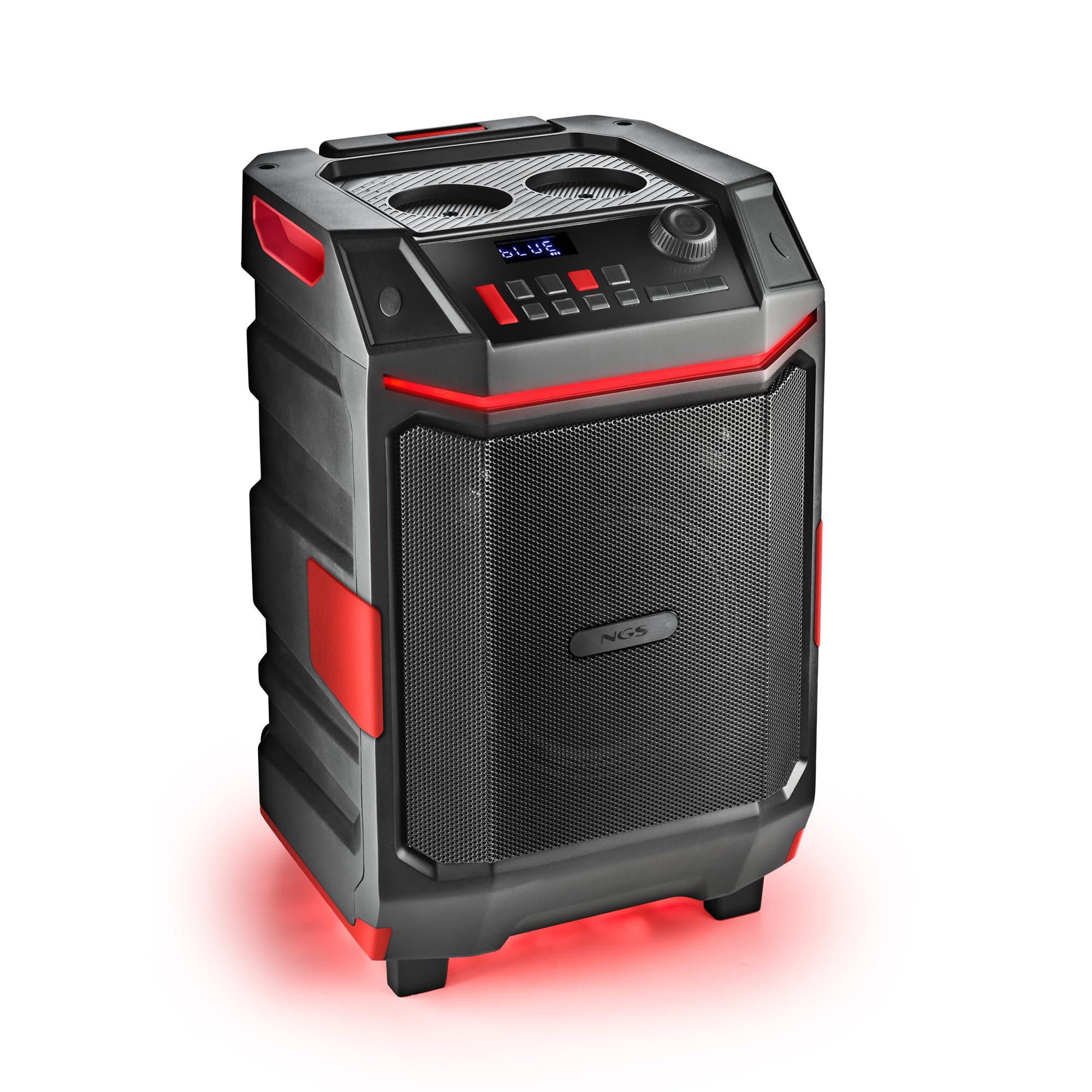 NGS Wild Bash - Enceinte Bluetooth 5.4 Portable 50 W RMS avec lumières LED RVB, Batterie Rechargeable Amovible, étanche IPX6, karaoké et Fonction Diffusion