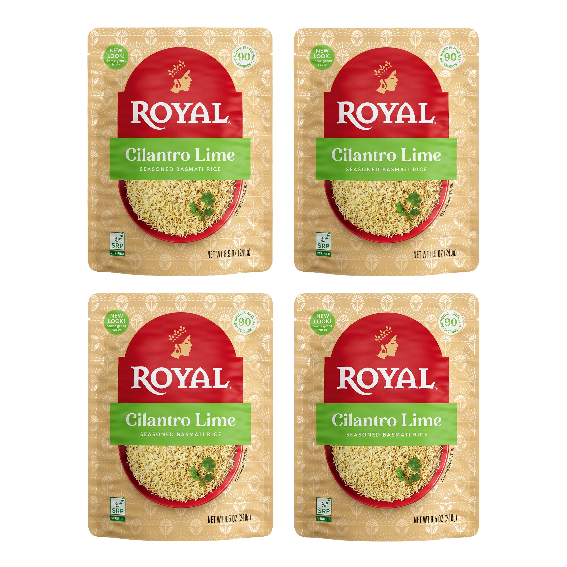 Royal Cilantro Lime Basmati Rice - Ready to Heat Basmati Rice - (4 Pack) 8.5 oz Microwaveable Pouch