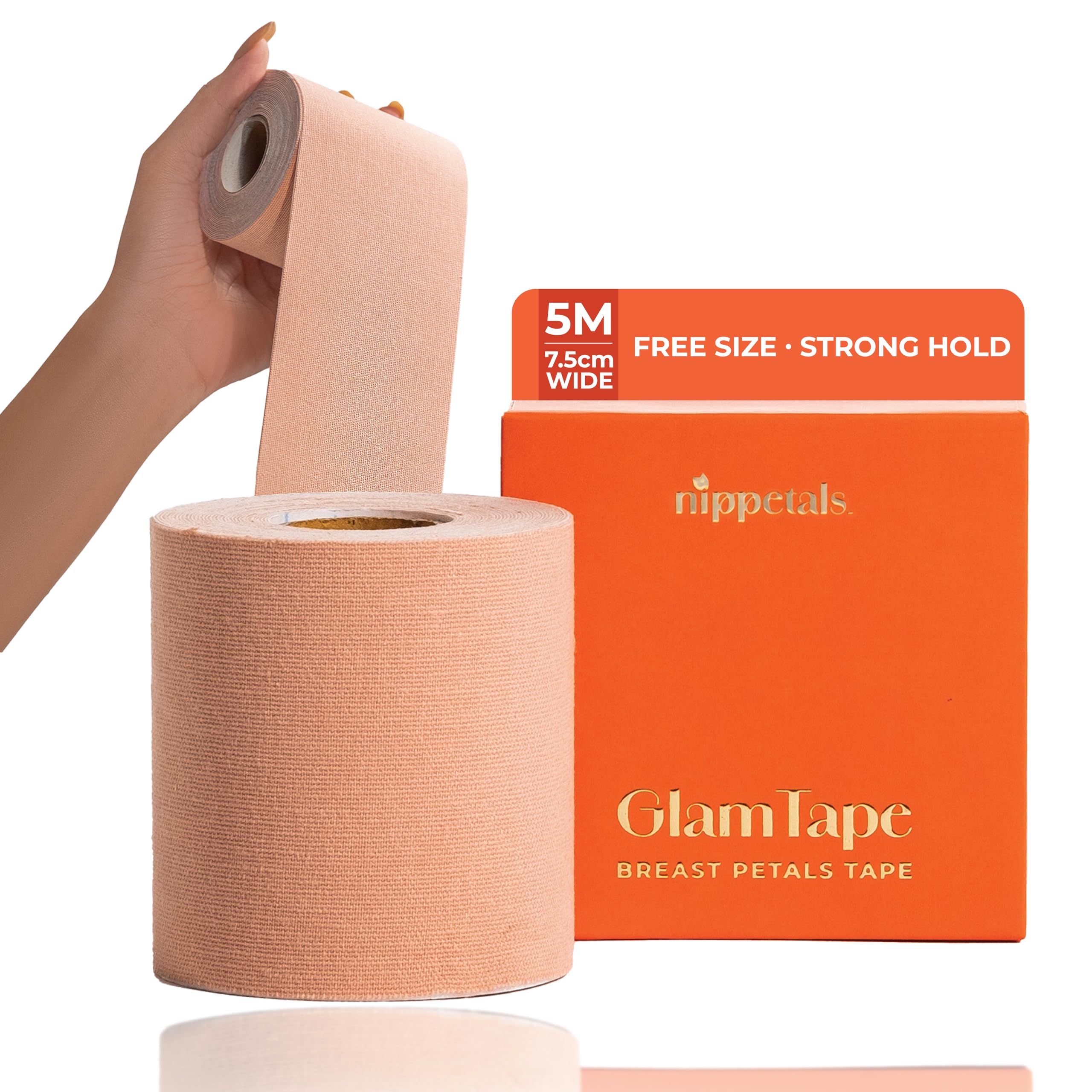 Boob Tape for Large Breasts | Strong Adhesive Breast Lift Tape | Invisible Body Tape for Push Up & Shape | Sweatproof & Skin-Friendly Boobtape - Lenth 5m X Width 7.5 cm