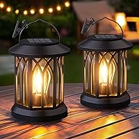 SIMLIX Hanging Solar Lanterns Outdoor Waterproof 2 Pack - Clip-On Patio Garden Lights, Auto On/Off, IP65 Durable Gifts for Mom Family