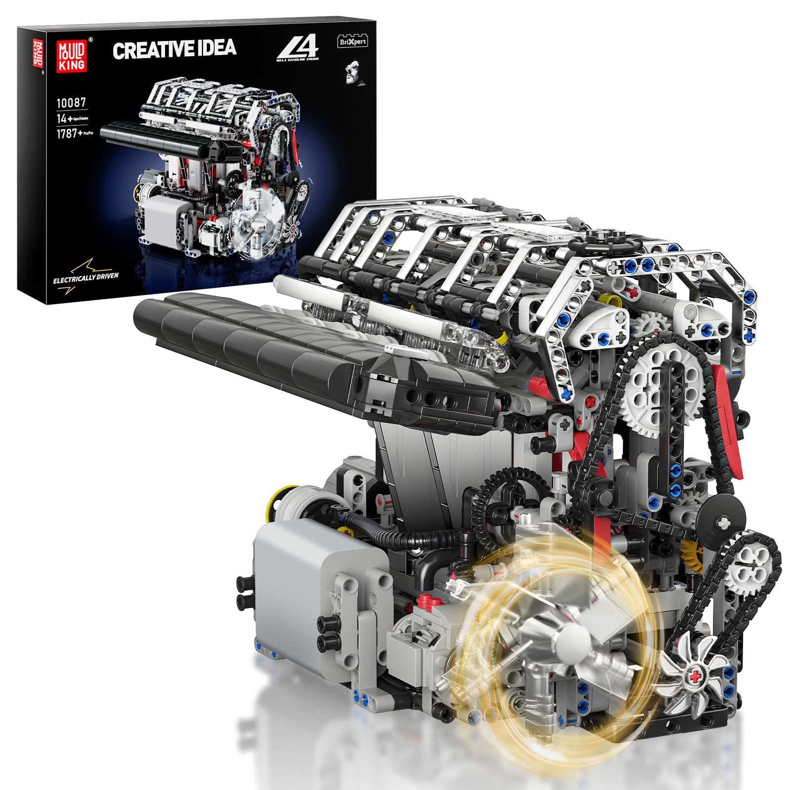 Mould King L4 Bloques De Construcción De Motor Bloques De Construcción con Abrazadera Moc Kit De Modelo De Motor De Gasolina Respetuoso con El Medio Ambiente Adecuado para Adultos (1787 Piezas)