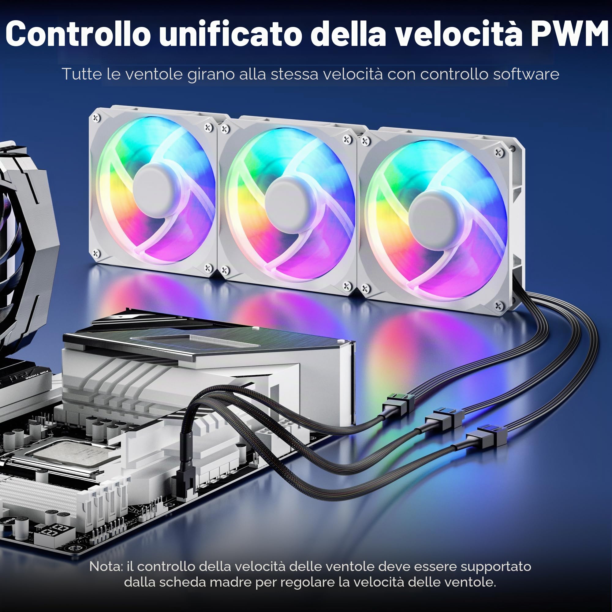 Cable Matters Confezione da 2 cavi splitter PWM a 4 pin, 30 cm, 3 cavi splitter per ventola del computer, cavo splitter per ventola PC, cavo splitter per 3 ventole