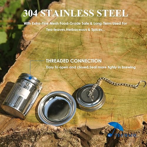 Miniatura 5 de Colador de bolas de té e infusor de cocina, colador de malla extra fina para té suelto, acero inoxidable 188 con gancho de cadena extendido y