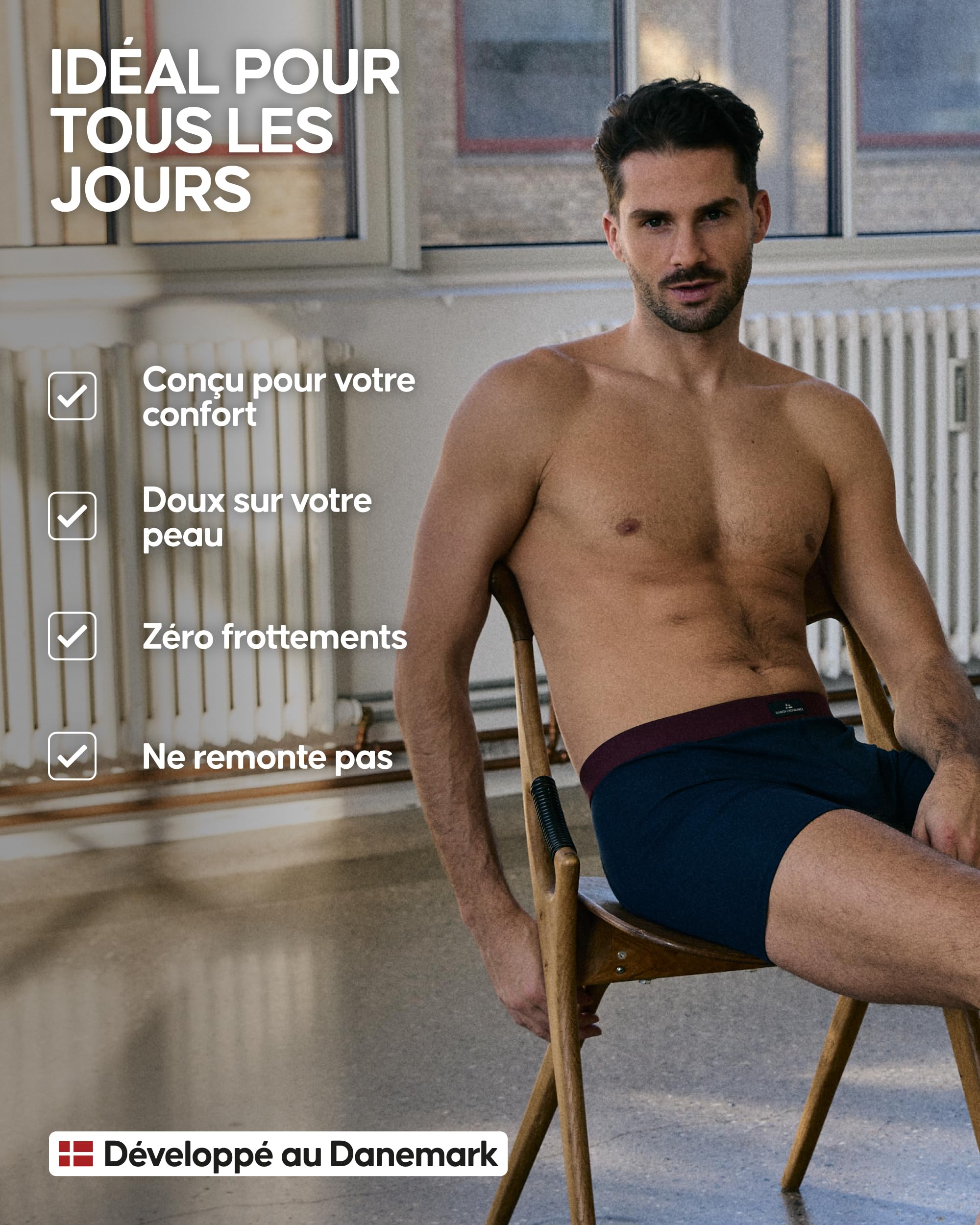 Danish Endurance Lot de 3 Boxers élastiques en Coton pour Homme