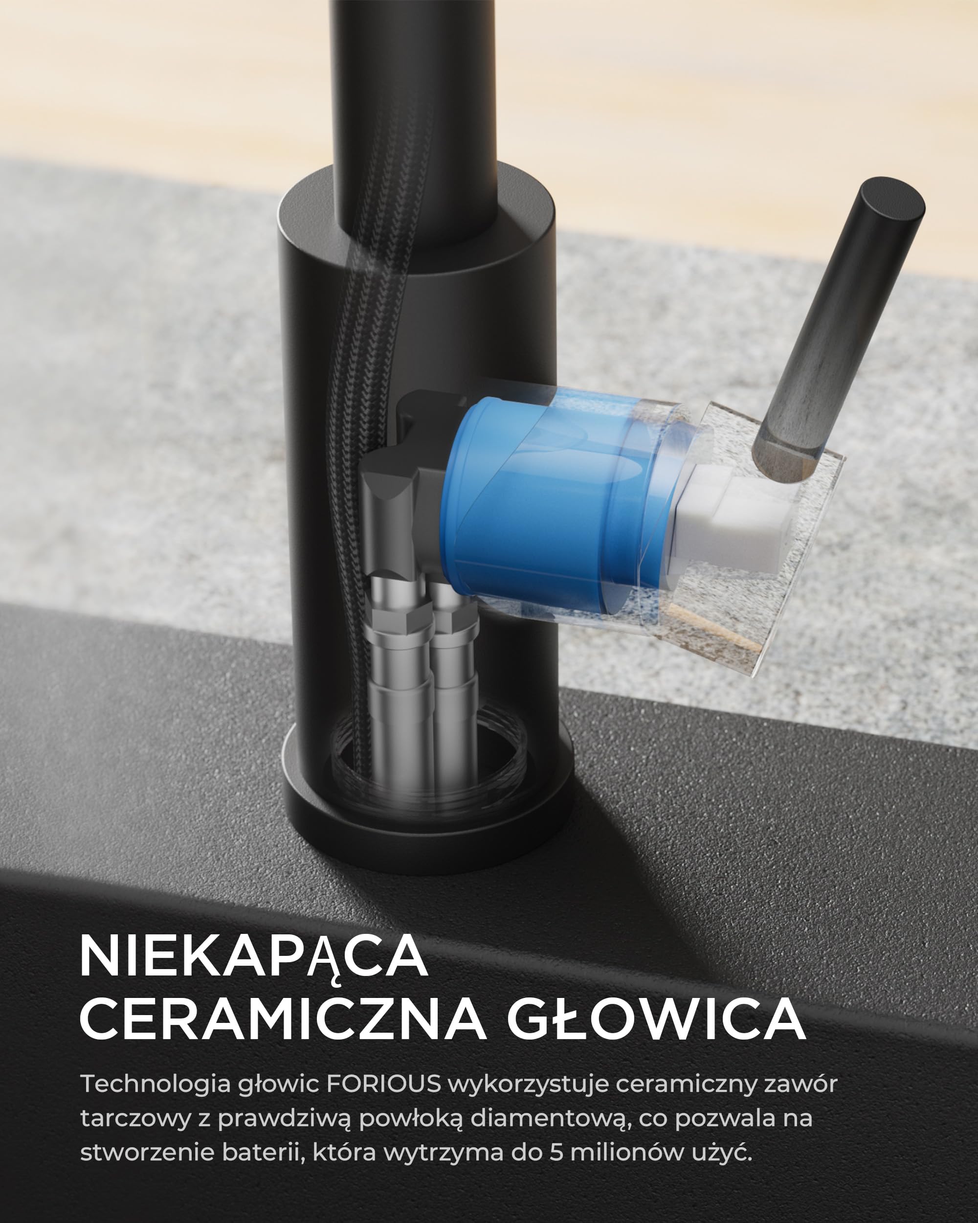 FORIOUS Bateria Kuchenna, Wyciągany Kran Kuchenny, Kran Zlewozmywakowy z Jednym Uchwytem i 23 Funkcjami Natrysku, 360° Obrotowy Sprężynowy Kran, Czarny Matowy