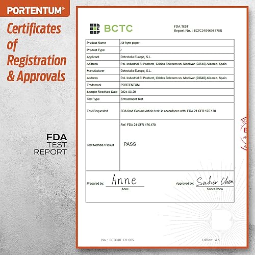 Miniatura 10 de PORTENTUM - Forros para freidora de aire, 100 unidades de papel cuadrado de grado alimenticio sin BPA de 7.9 pulgadas para freidoras sin aceite de 5