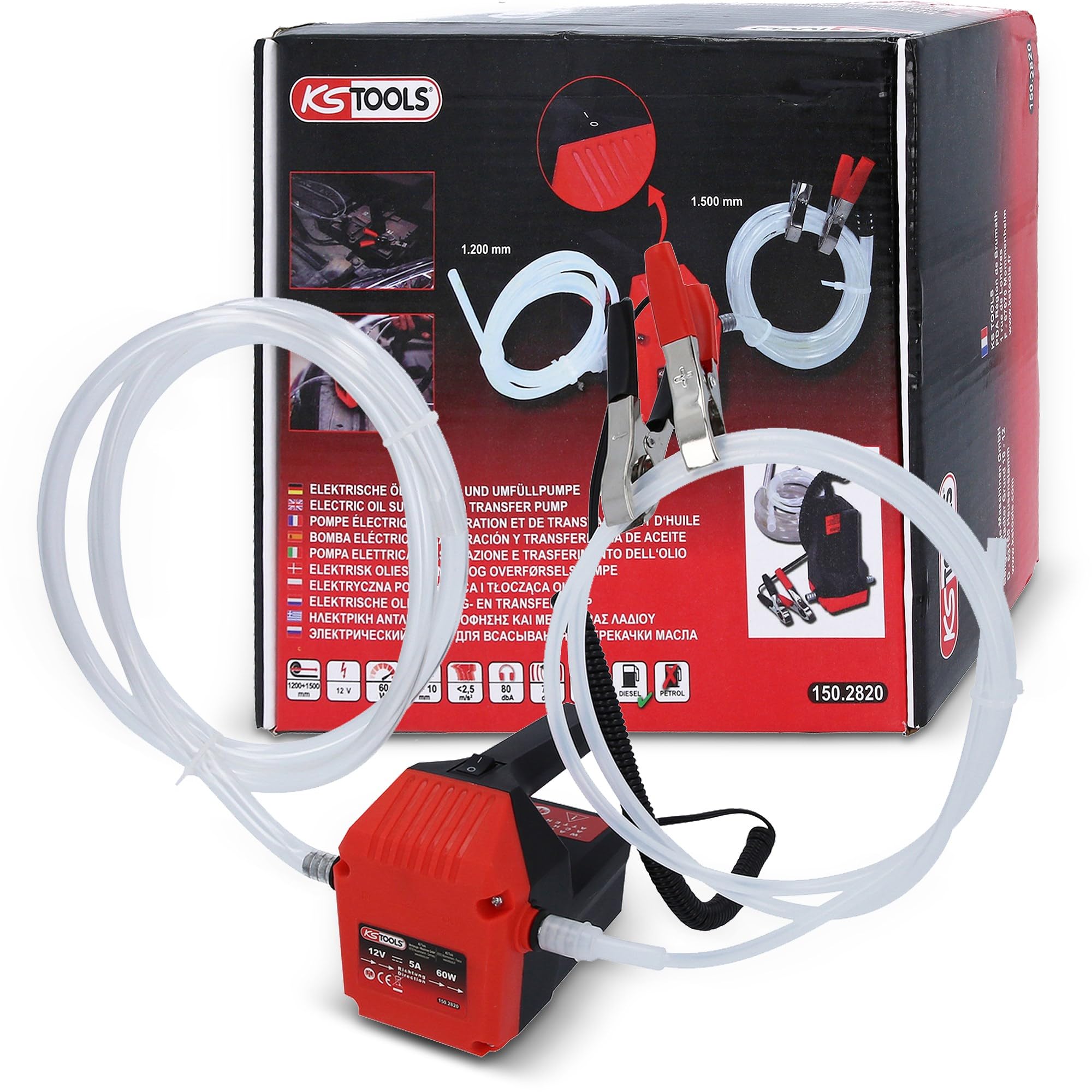 KS Tools 150.2820 elektryczna pompa do odsysania oleju i przelewu