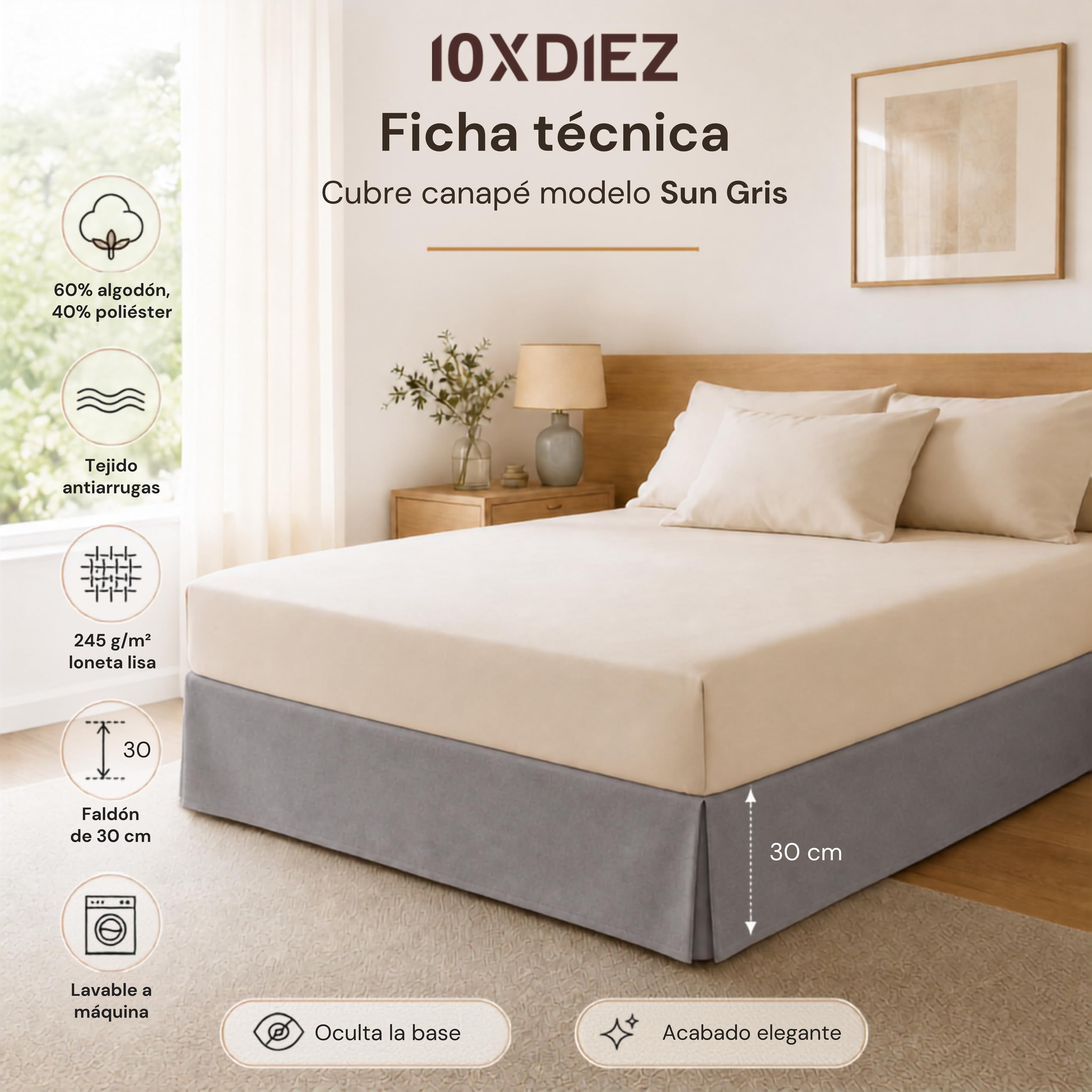 10XDIEZ coprirete (grigio - letto 160 cm)