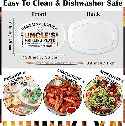 Miniatura 9 de R HORSE Plato de parrilla para padre, plato de regalo para abuelo, barbacoa, plato blanco ovalado, para servir abuelo, hombres, día del padre,