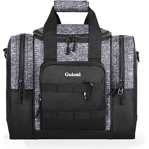 Goloni Bowling Ball Bag for Singer Ball with Padded Ball Holder, 2 Pockets fit Bowling Shoes Up to Mens Size 14 and Accessories