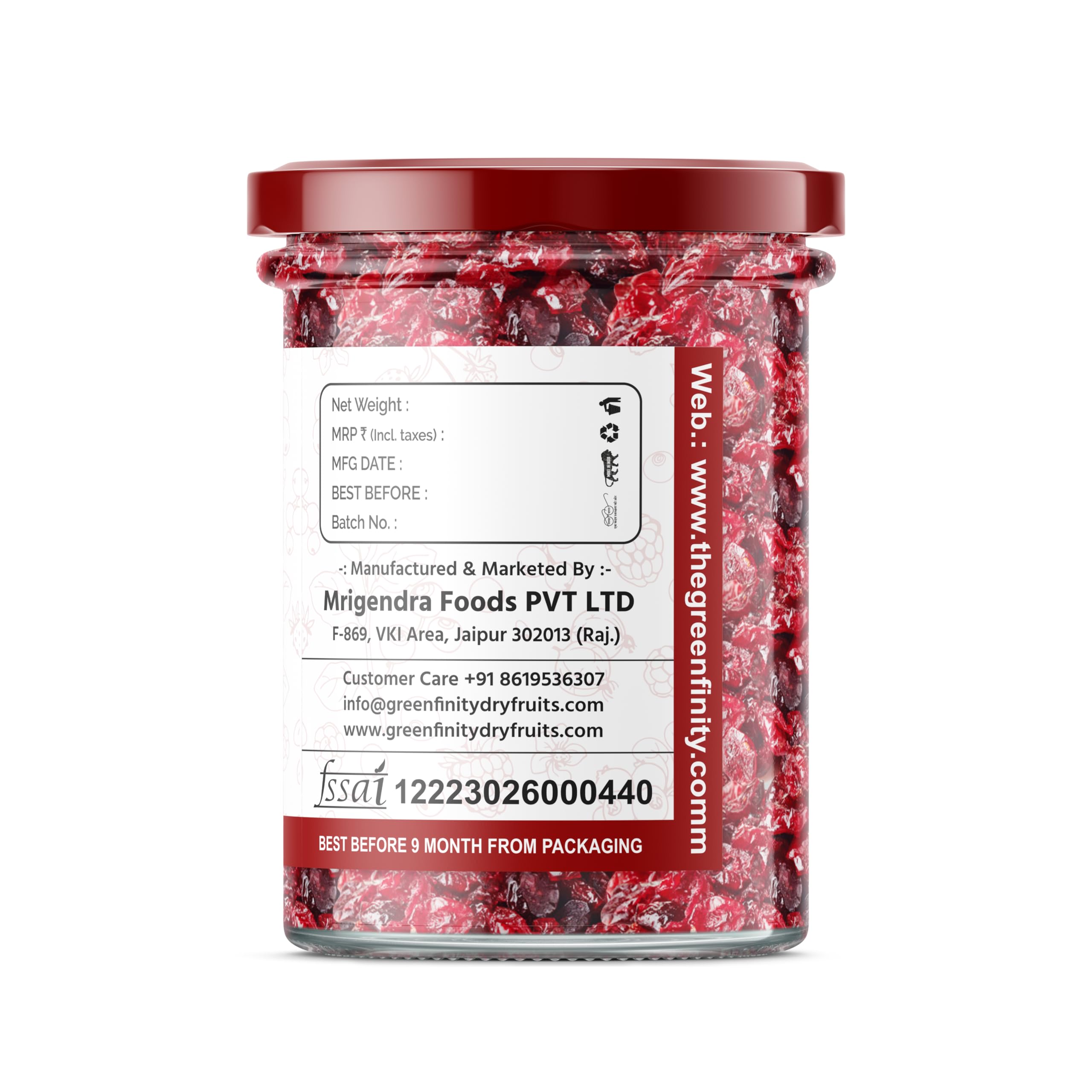 GreenFinity Dried Sliced Cranberries 250 Gram - Antioxidant-Rich, Energy-Boosting Healthy Snack Cranberry - Image 3 thumbnail