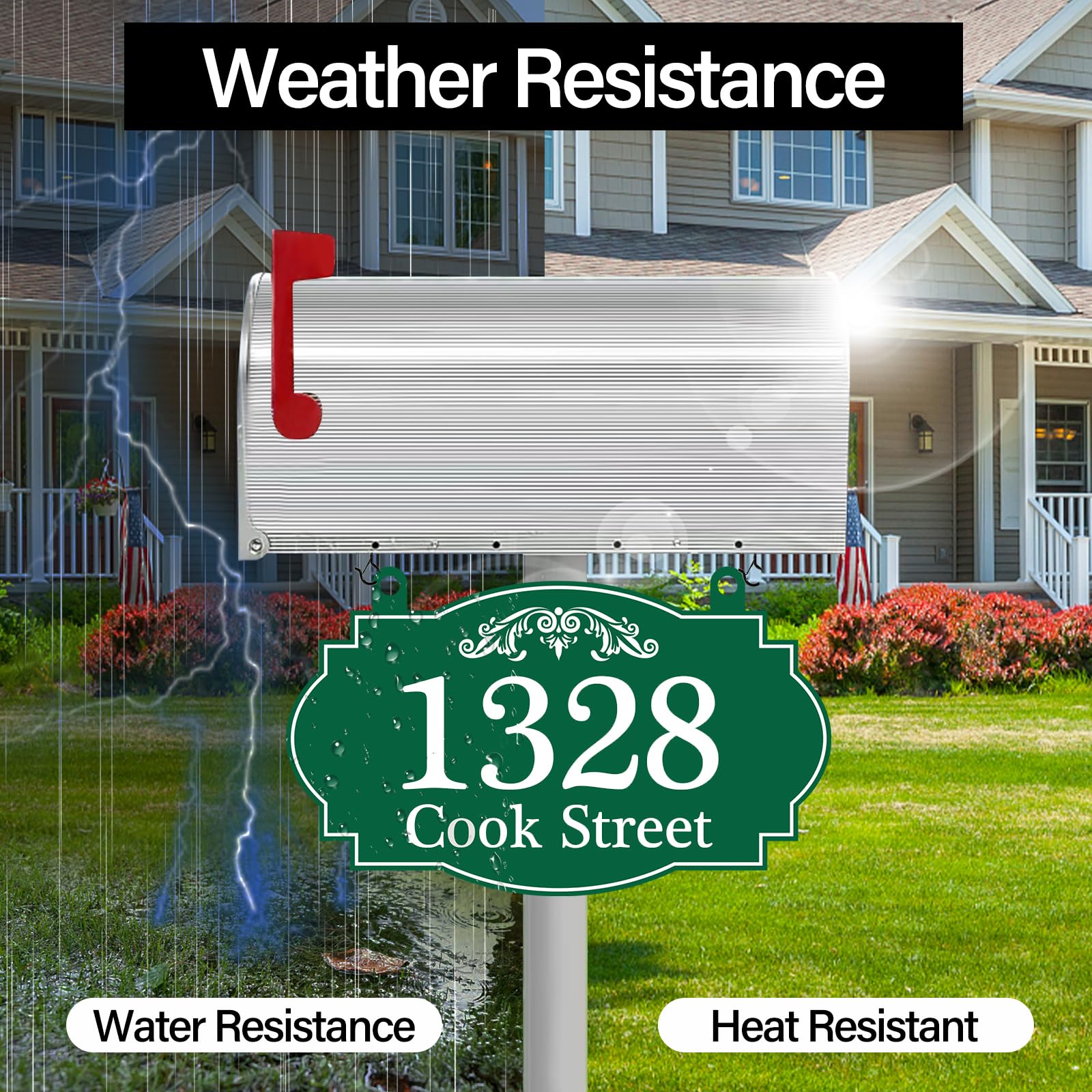 Hanging Address Plaque Sign Lucky Leaf - Reflective House...