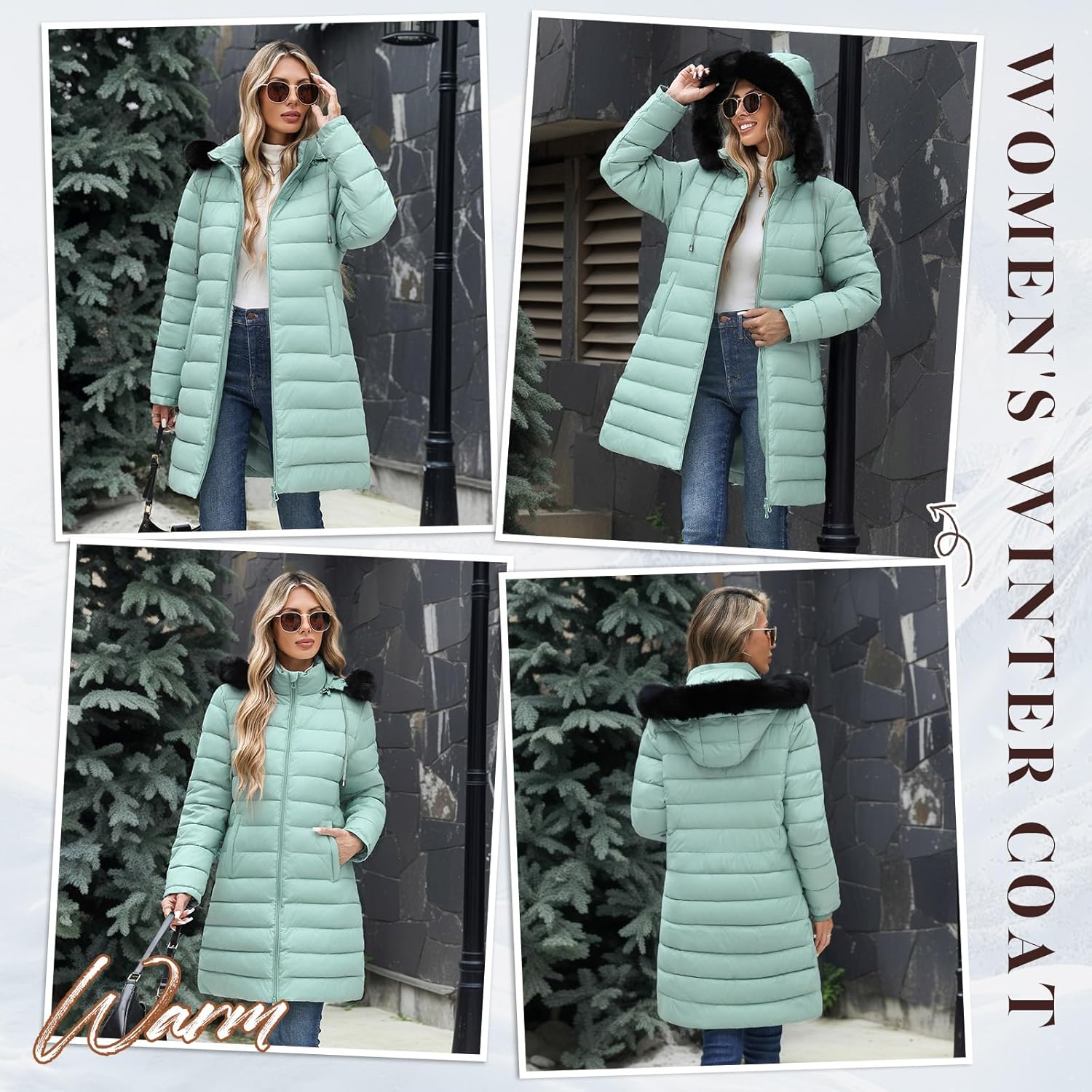 Women's Winter Puffer Coat - Thicken Fleece Lined Down Jacket Waterproof Warm Hooded Parka with Faux Fur Detachable - Image 2