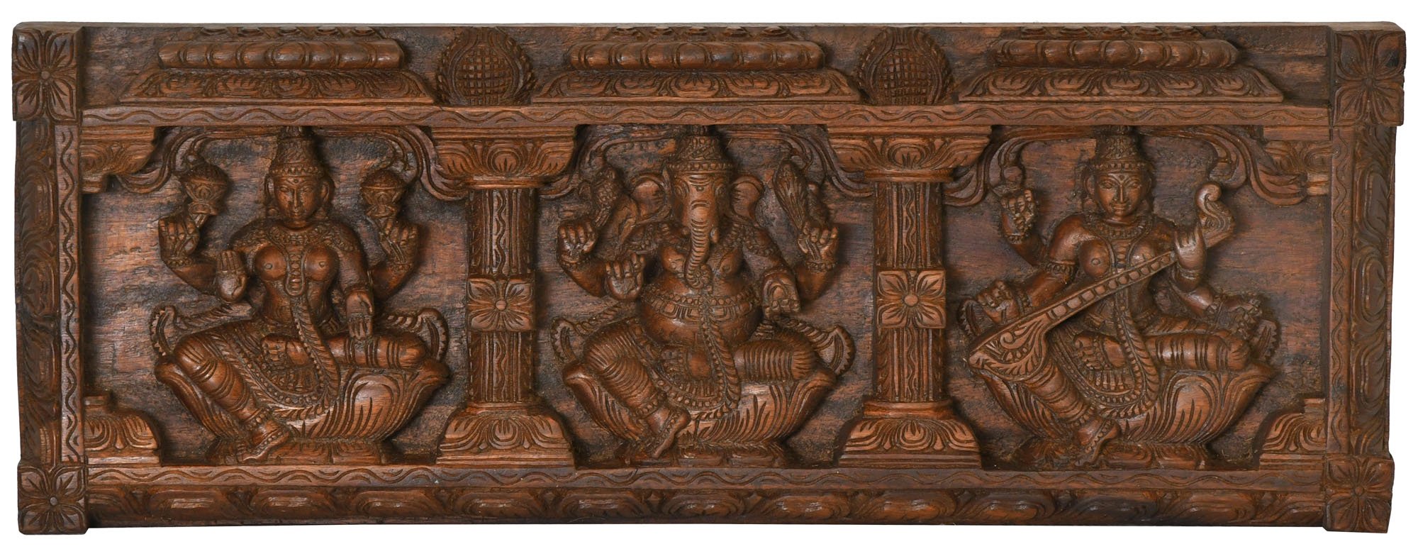Panneau Lakshmi Ganesha Saraswati le cadeau de crémaillère spirituel idéal