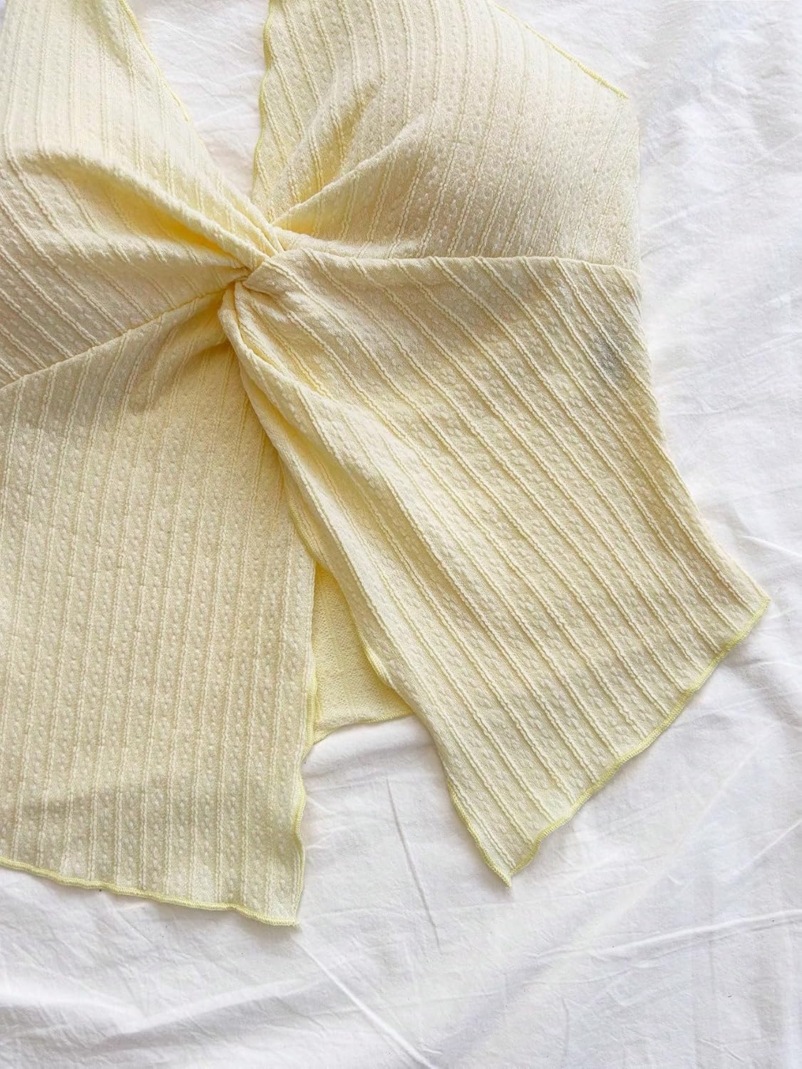 QJQ Women's Halter Tops Twist Front Slit Backless Cute Summer V Neck Tank Top Vacation Outfits - Image 6