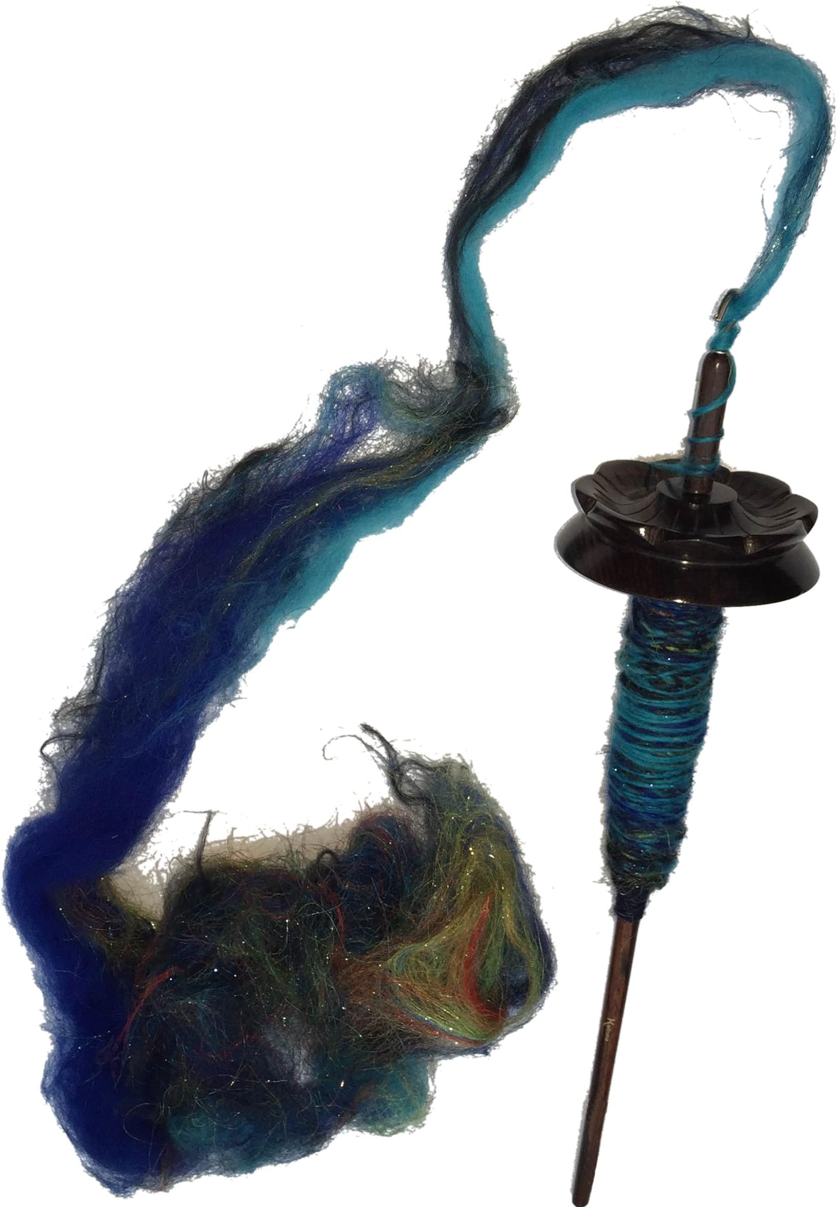 Mindfulness Drop Spindle by Kaituna - Hand made Indian Rosewood in Lotus Flower design for hand spinning yarn