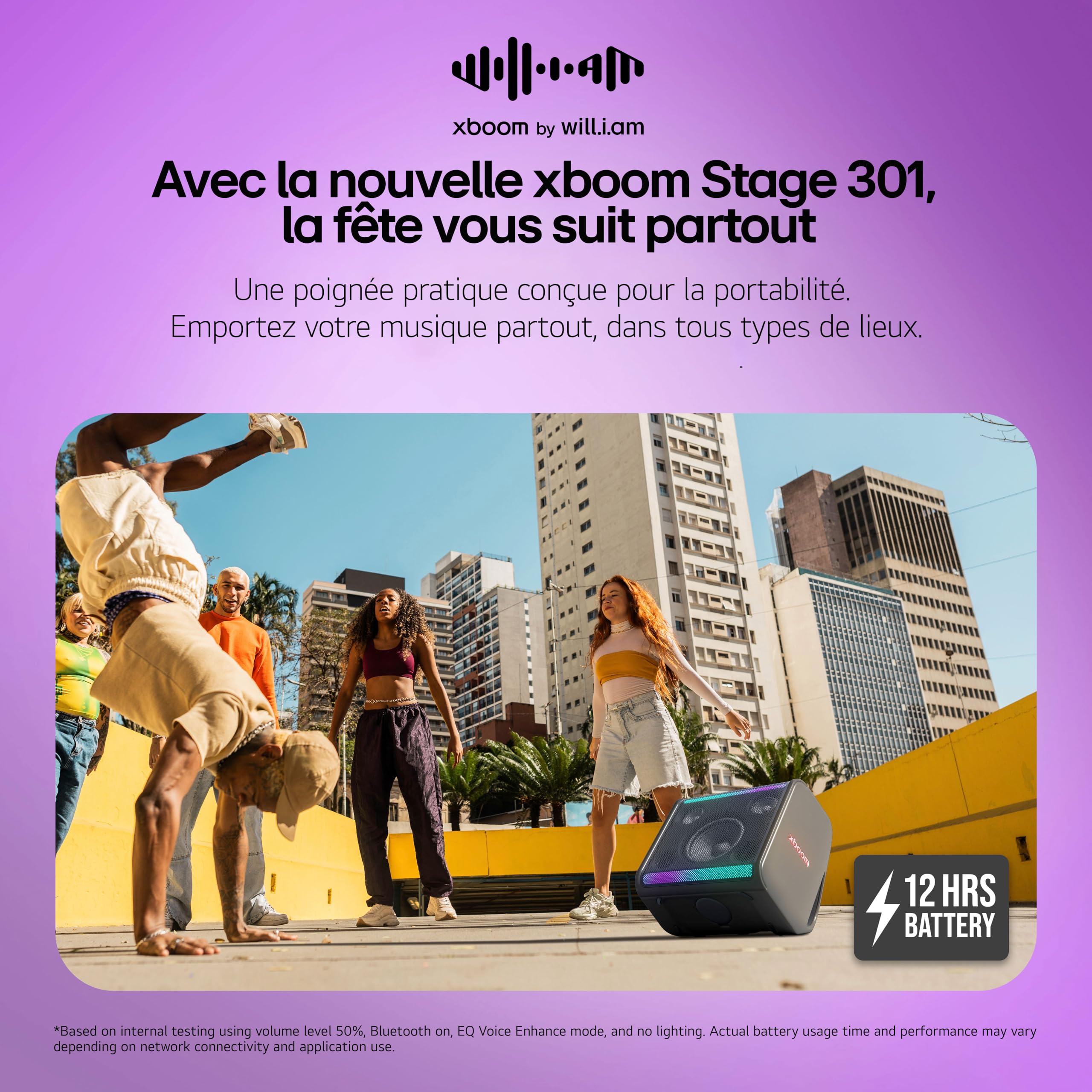 LG xboom Stage301, Portable Party Speaker, Bluetooth et Assistants vocaux, Design rétro,Indicateur LED (pour Guitare/Micro)