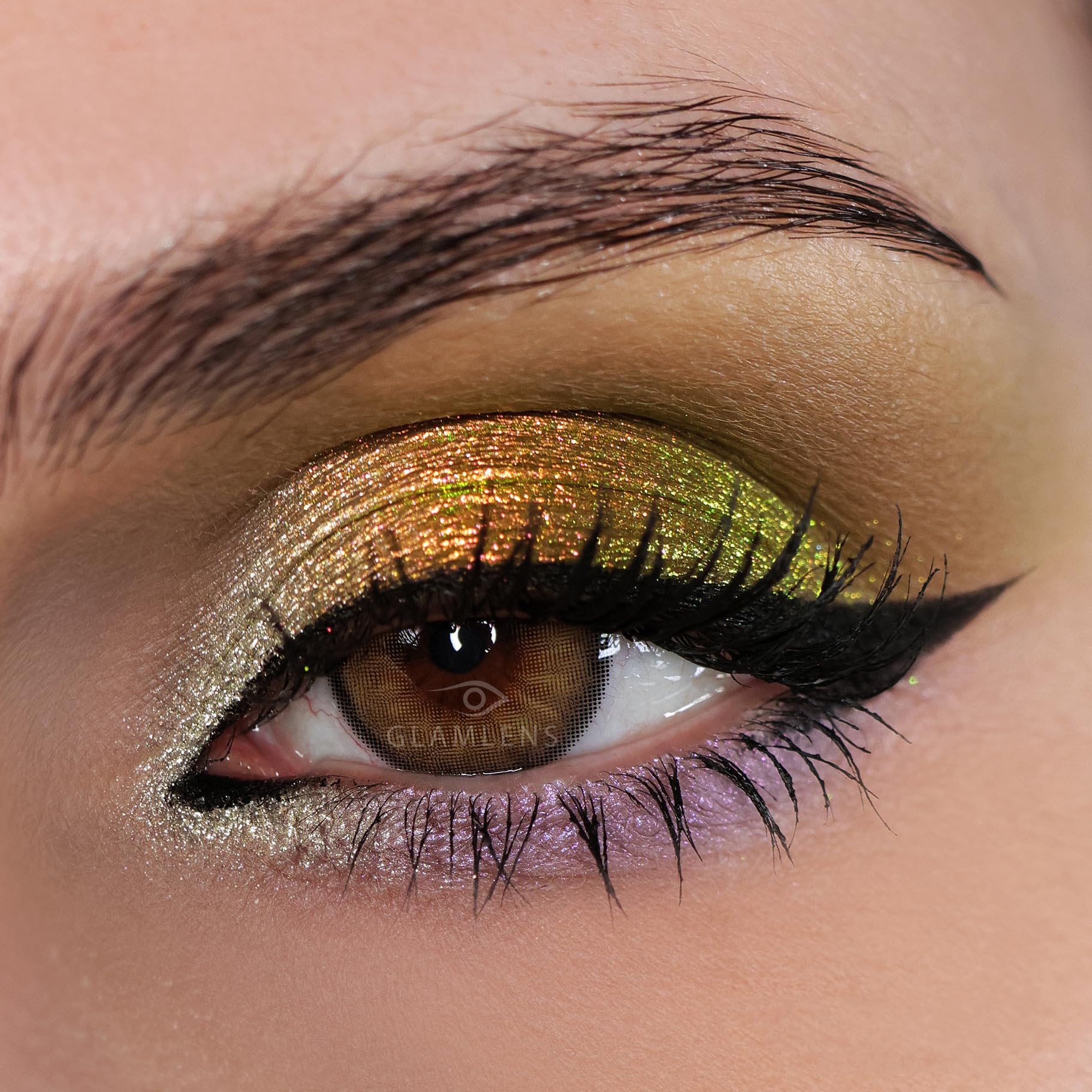 GLAMLENS lentillas de colores marrones Bardolino Brown + contenedor. 1 par (2 piezas) - 90 Días - Sin Graduación - 0.00 dioptrías - blandos - Lentes de contacto marrón de hidrogel de silicona