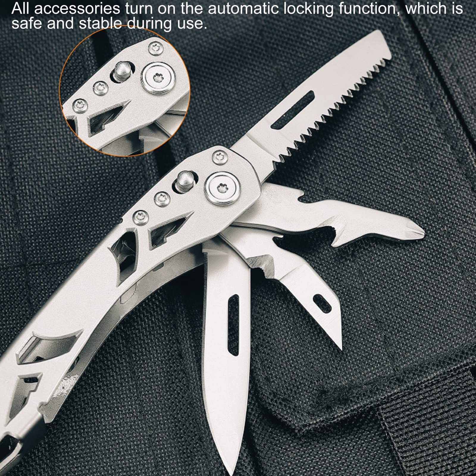 16-En-1 Multifonctions Conçue Outil Multitool Pince De Poche Acier Inoxydable Couteau Pliant Avec Poignée Ergono Pour Extérieur,Survie,Camping,Randonnée,Réparation Simple