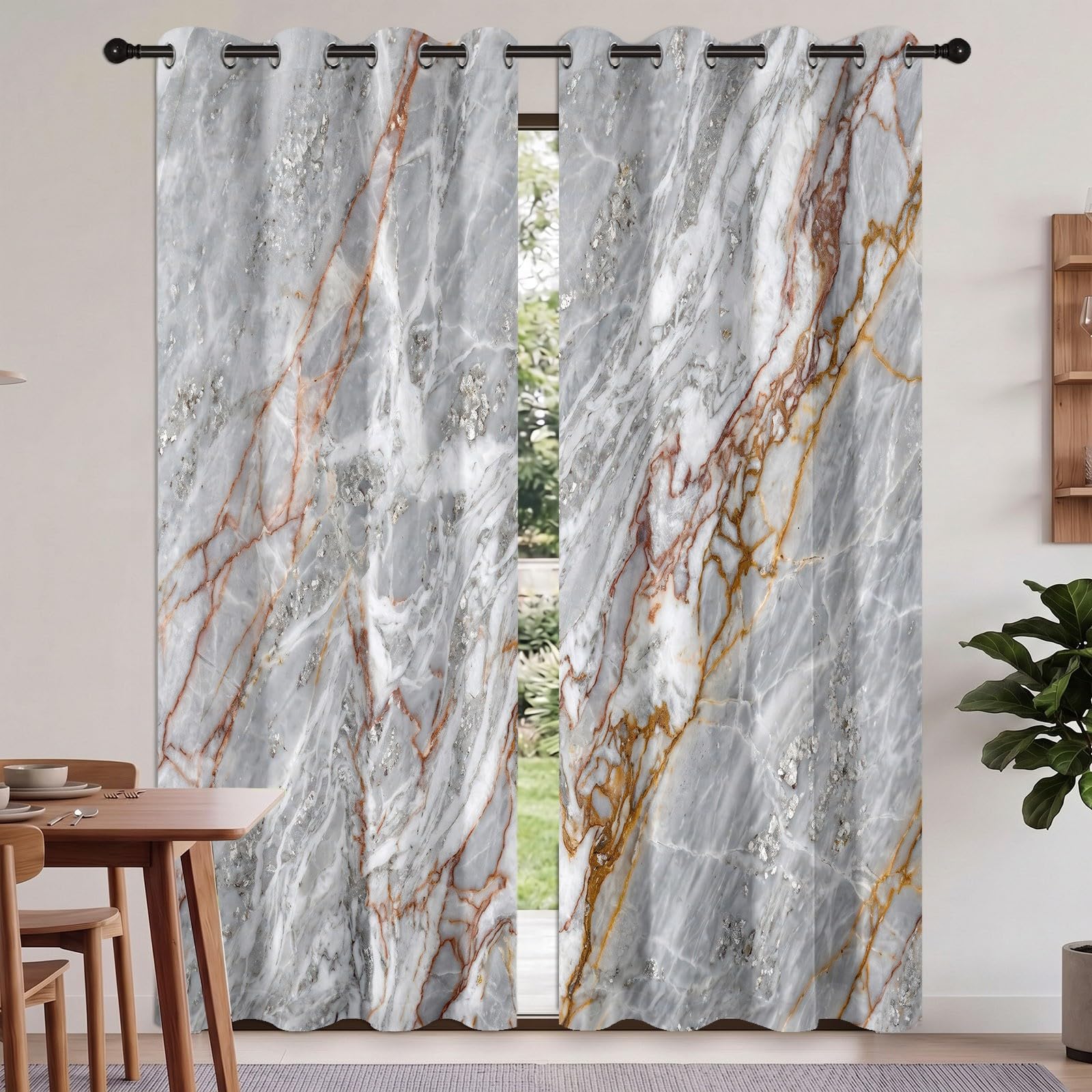 Marmor Adern Kristalle Blickdichte Vorhäng, H175 x B140 cm (2er Pack)