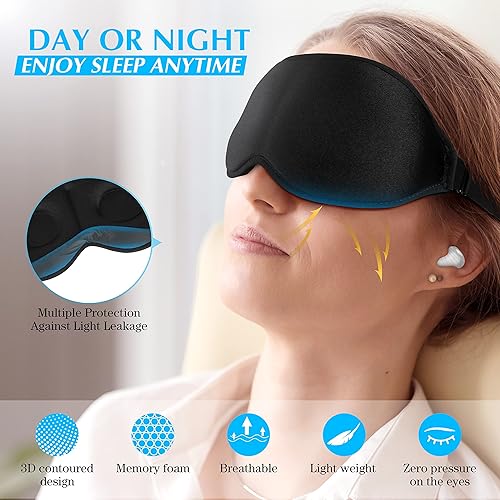 Miniatura 3 de Tapones para los oídos de silicona suave  Tapones para los oídos de espuma ultra suave  Máscara para dormir para hombres y mujeres diseño hueco 3D