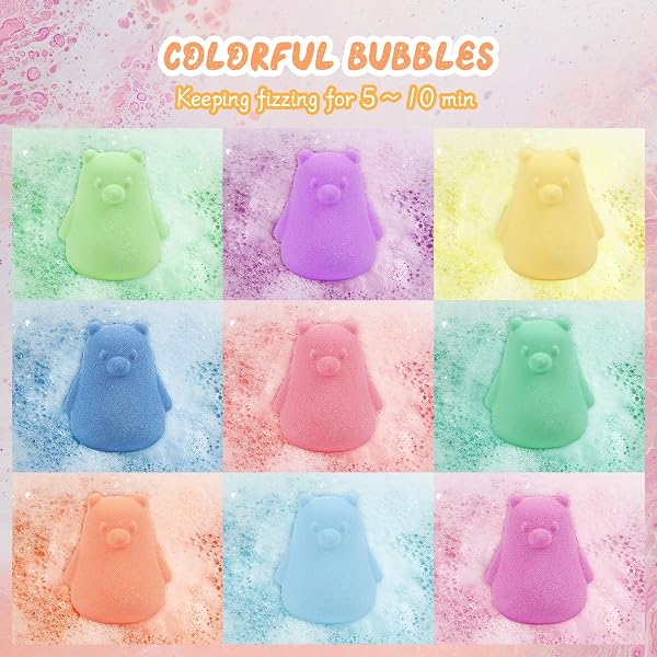 SHUCHING 9 Grande Bombas de Baño Oso Polar para Niños con Sorpresa, Bolas de Baño Infantiles con Juguetes, Set de regalos Orgánico Natural para Cumpleaños Fiestas - 5