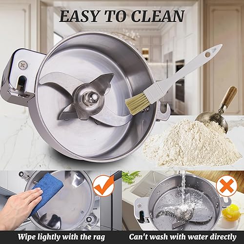 Miniatura 5 de Hakka Molino de granos, molinillo eléctrico de polvo de 1500 W, máquina pulverizadora de acero inoxidable de alta velocidad de 1500 W, molinillo