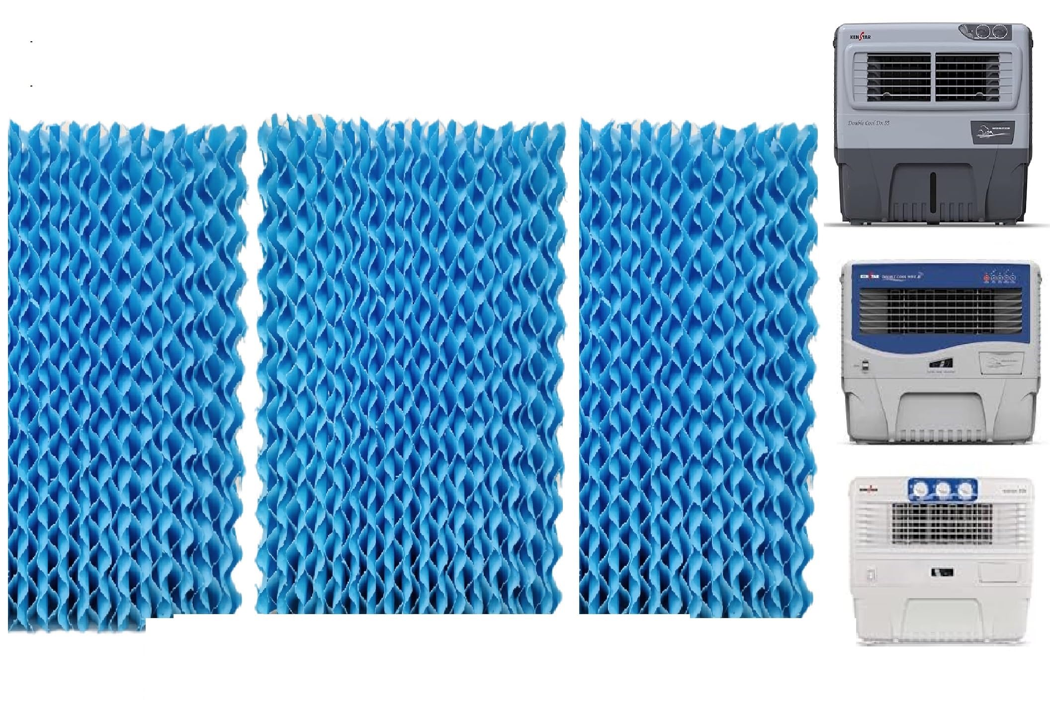 PrimeWave Honeycomb for Kenstar Double Cool DX, Double Cool Wave, AusterXW 50Litre, Window Cooler, Blue Set of 3