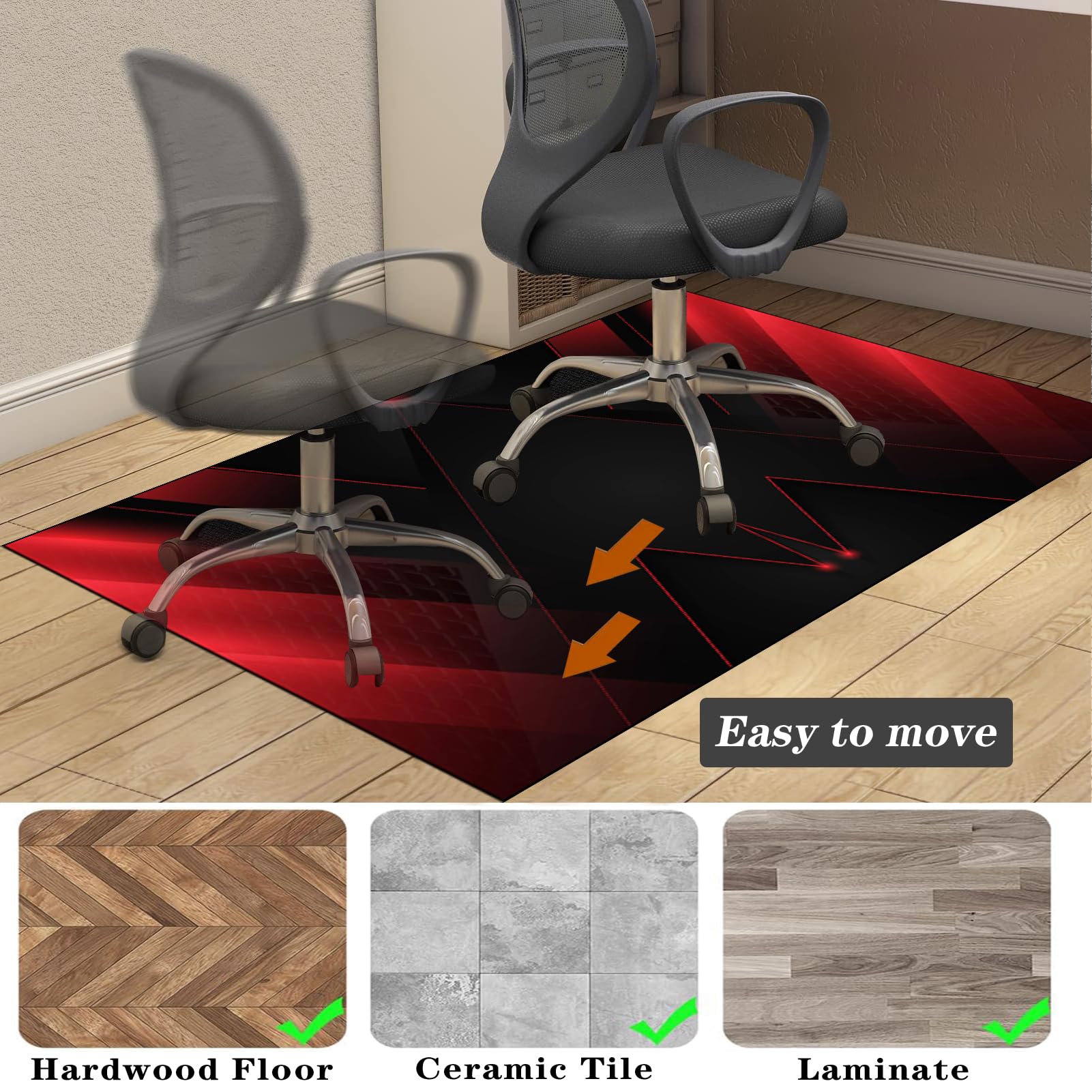 Dywan Krzesło Gaming Ochraniacz Podłogi Na Wózkach Inwalidzkich Biuro Biurko Gamer Mata 110 x 170 cm Mata ochronna Podłogi Biuro Mata podłogowa na Twarde podłogi, Laminat