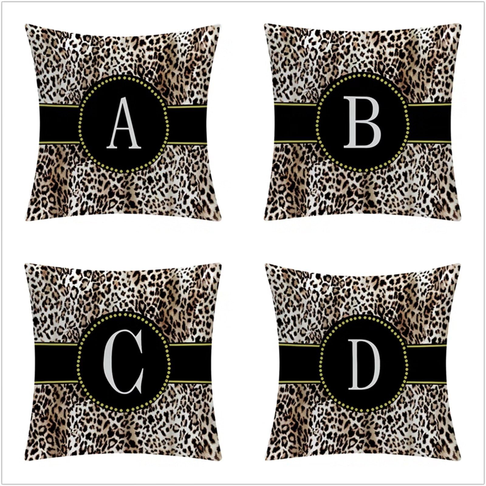 Fundas Cojines 65x65cm,Funda Cojin Modernas Juego de 4 Funda de Almohada Elegantes Decorativa para Sofá Coche Cama Sillas Estampado de Leopardo