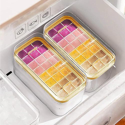 Miniatura 6 de ELXXROONM Bandeja de cubitos de hielo de silicona con tapa y contenedor, cubos duraderos de fácil liberación para bebidas y cócteles, bandeja de 24