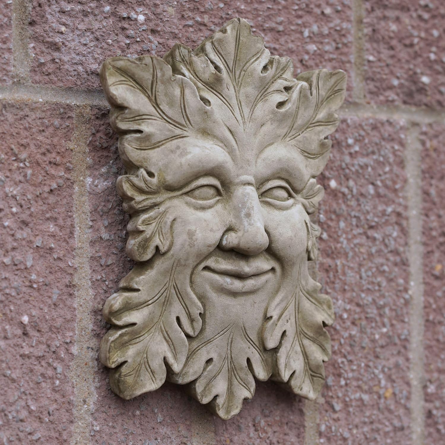 Arbor Greenman Stone Hanging Plaque | Outdoor Statue Sign Garden Ornament Plaque Gift
