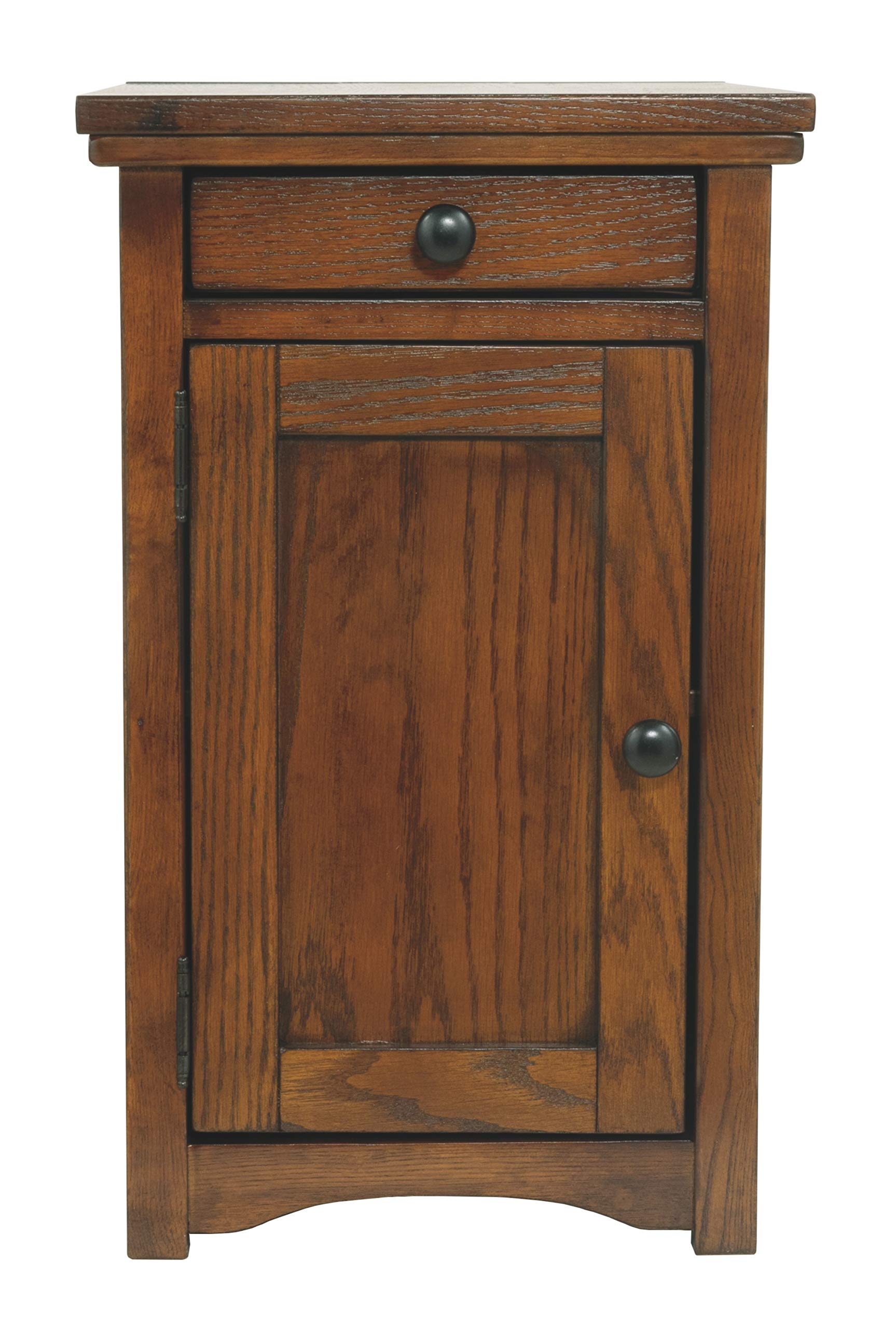 Signature Design by Ashley Laflorn Traditional Chair Side End Table with 2 USB Ports & Outlets, Brown