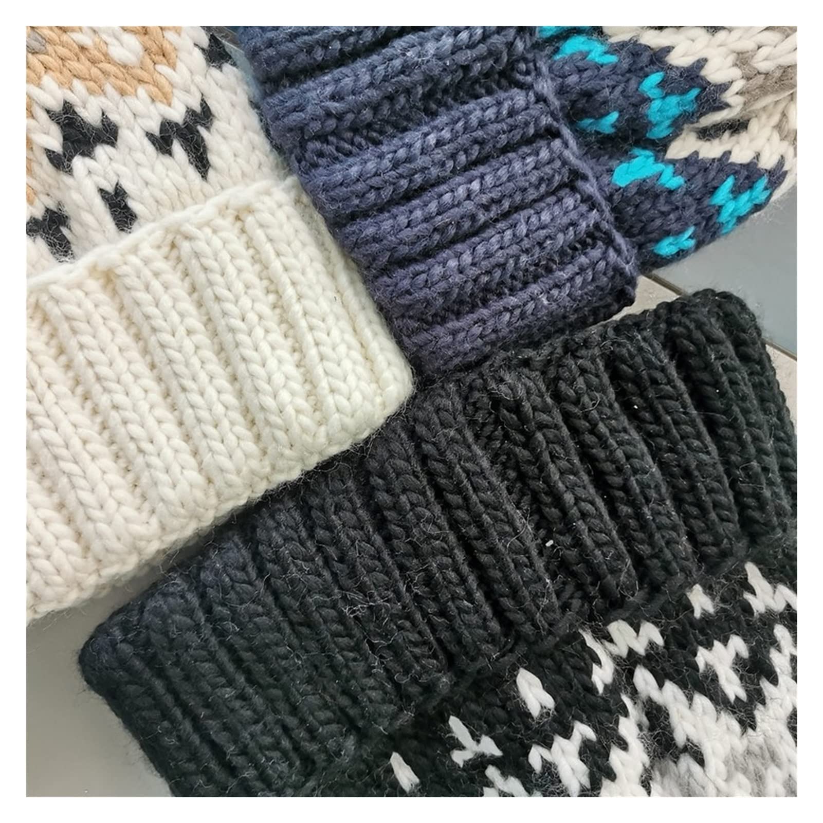 Sombreros Gorros Bordados con Estampado Lindo de Moda Sombrero de Invierno para Mujer y Hombre Gorro cálido con pompón Gorros Beanie de Punto con Hilo Holgado