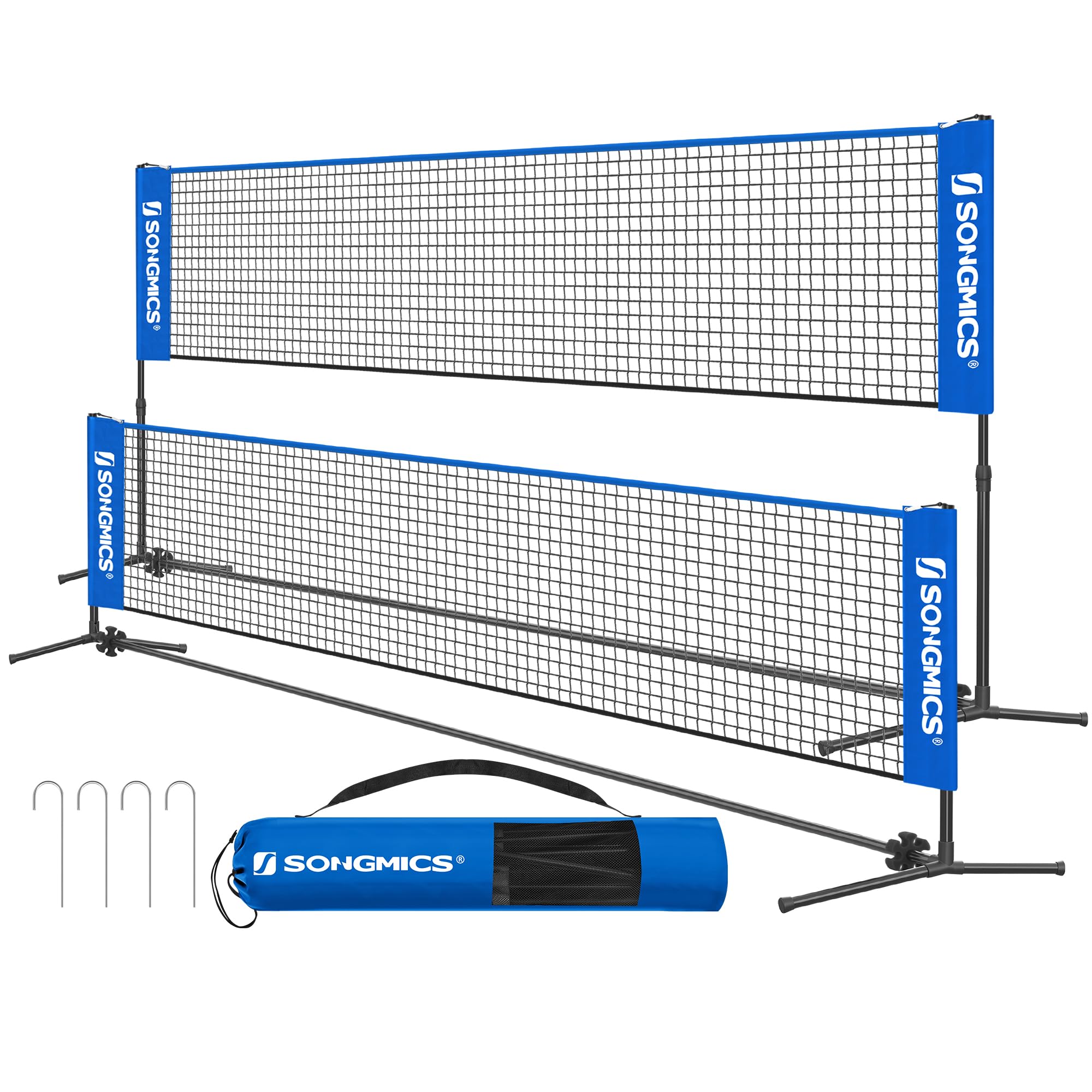 SONGMICS Filet de Badminton de 3 m, Filet de Volley-Ball, Hauteur réglable, Ensemble Portable pour Le Tennis