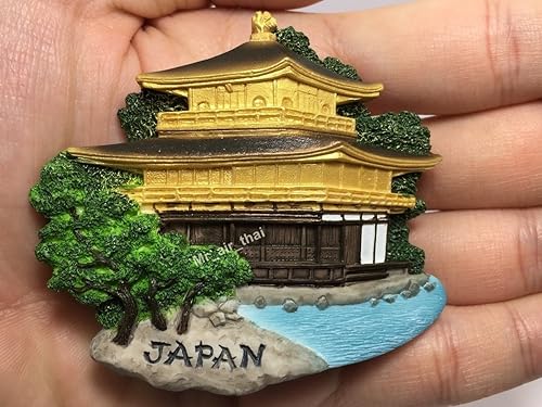 Miniatura 4 de Tiny Kinkaku-ji Templo del Pabellón Dorado Kioto Japón Asia Oriental Atracciones Turísticas Resina Refrigerador Imán Viajero Recuerdo 3D Imanes de