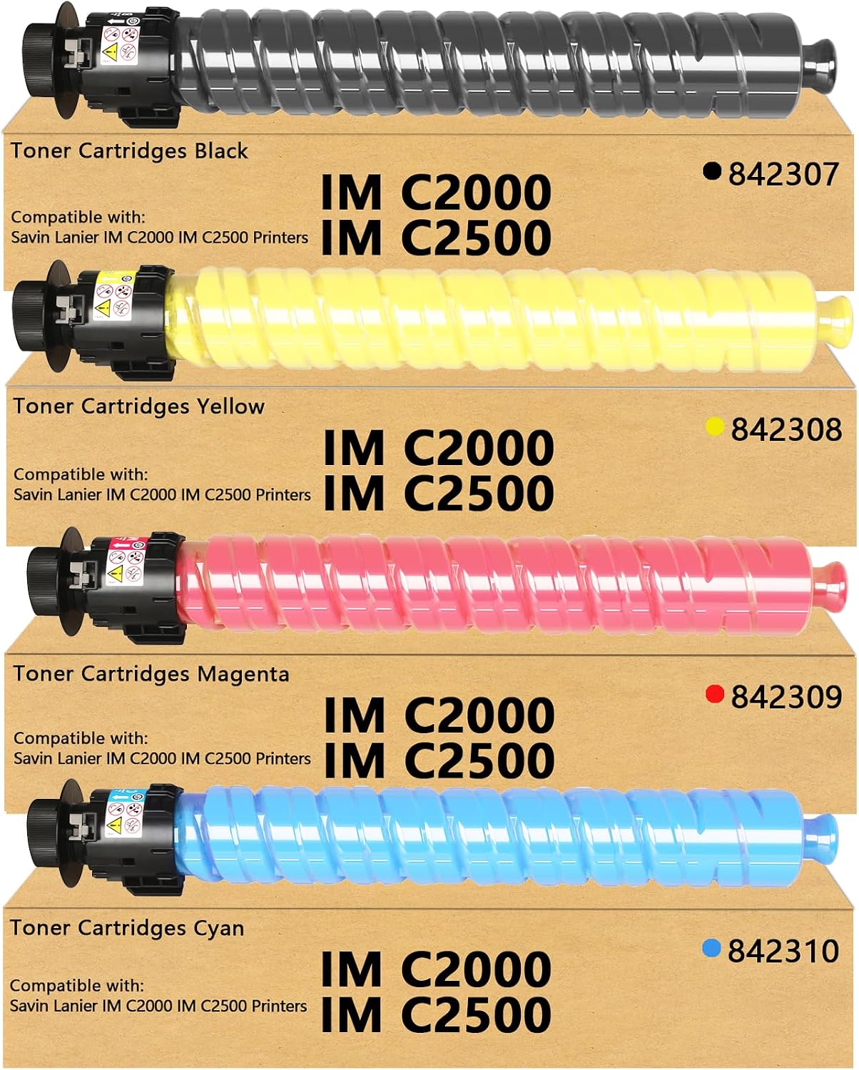 IM C2500 IM C2000 Remanufactured Toner Cartridge Replacement for Ricoh 842307 842308 842309 842310 for IMC2000 IMC2500 Printer (4 Pack KCMY)