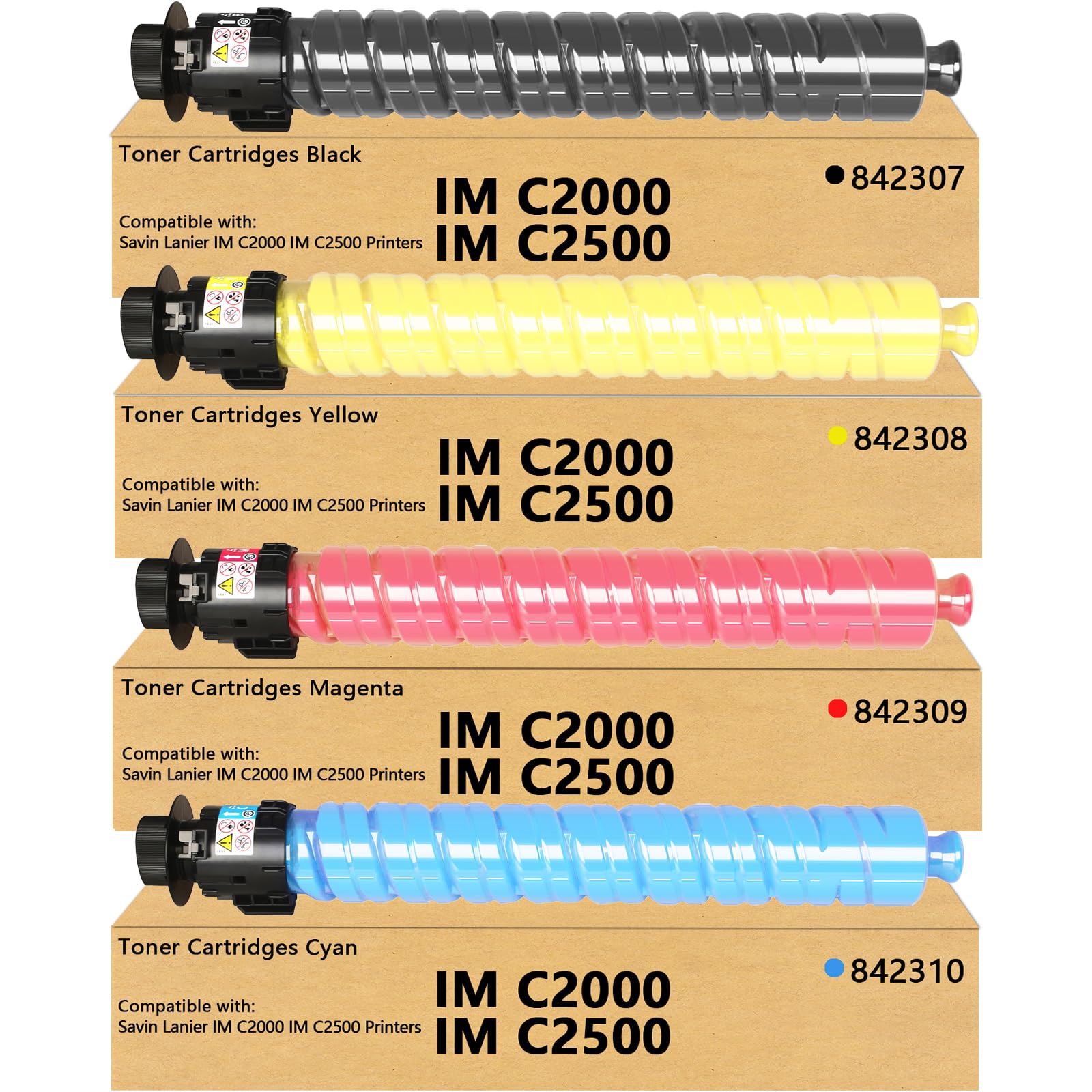 IM C2000 IM C2500 Remanufactured Toner Cartridge Replacement for Ricoh 842307 842308 842309 842310 for IMC2000 IMC2500 Printer (4 Pack KCMY)