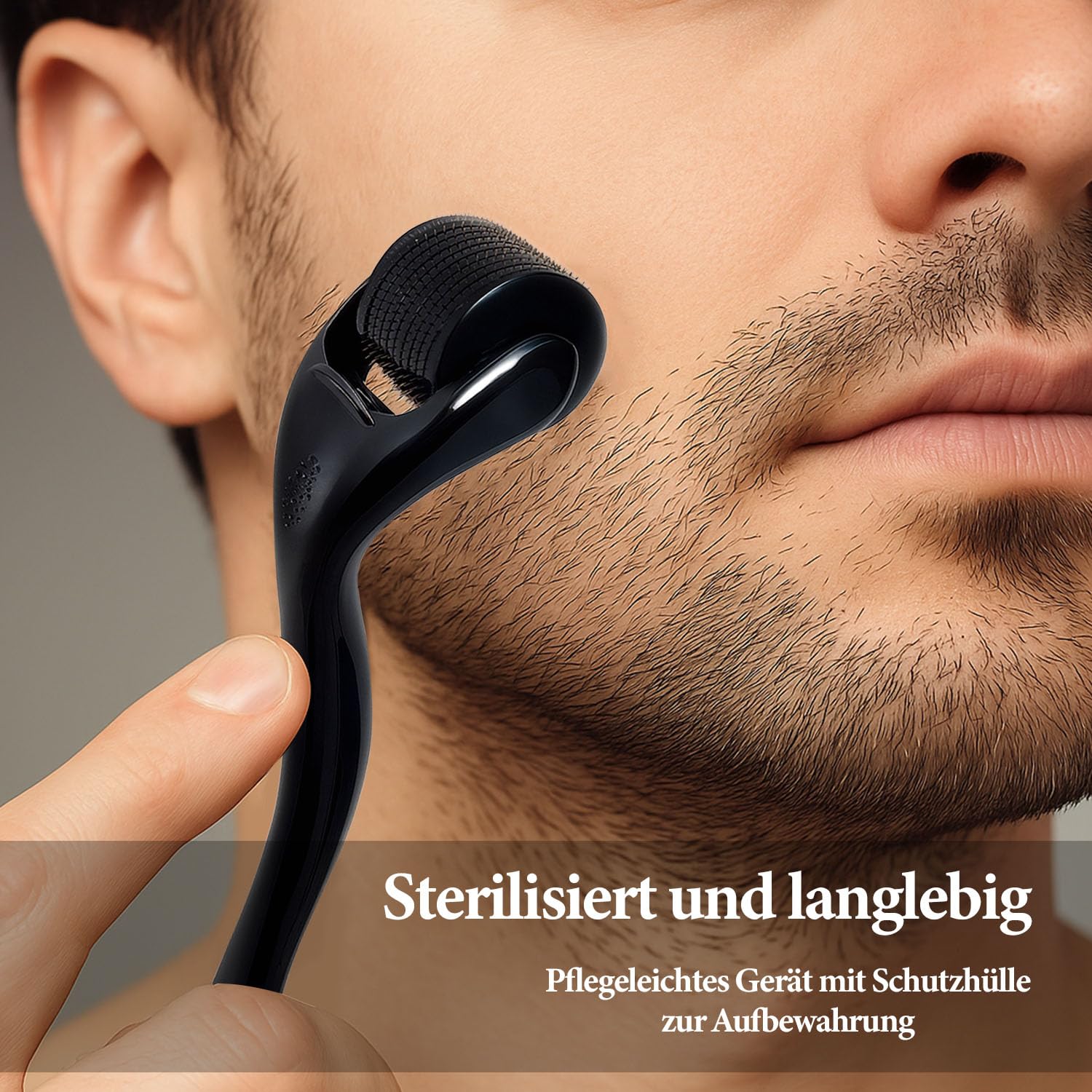 Rullo da bar 1,5 mm - 540 Titan Derma roller per la crescita della barba e dei capelli, Micronago per viso, cuoio capelluto e corpo, aghi in titanio per uomini e donne, con effetto anti invecchiamento