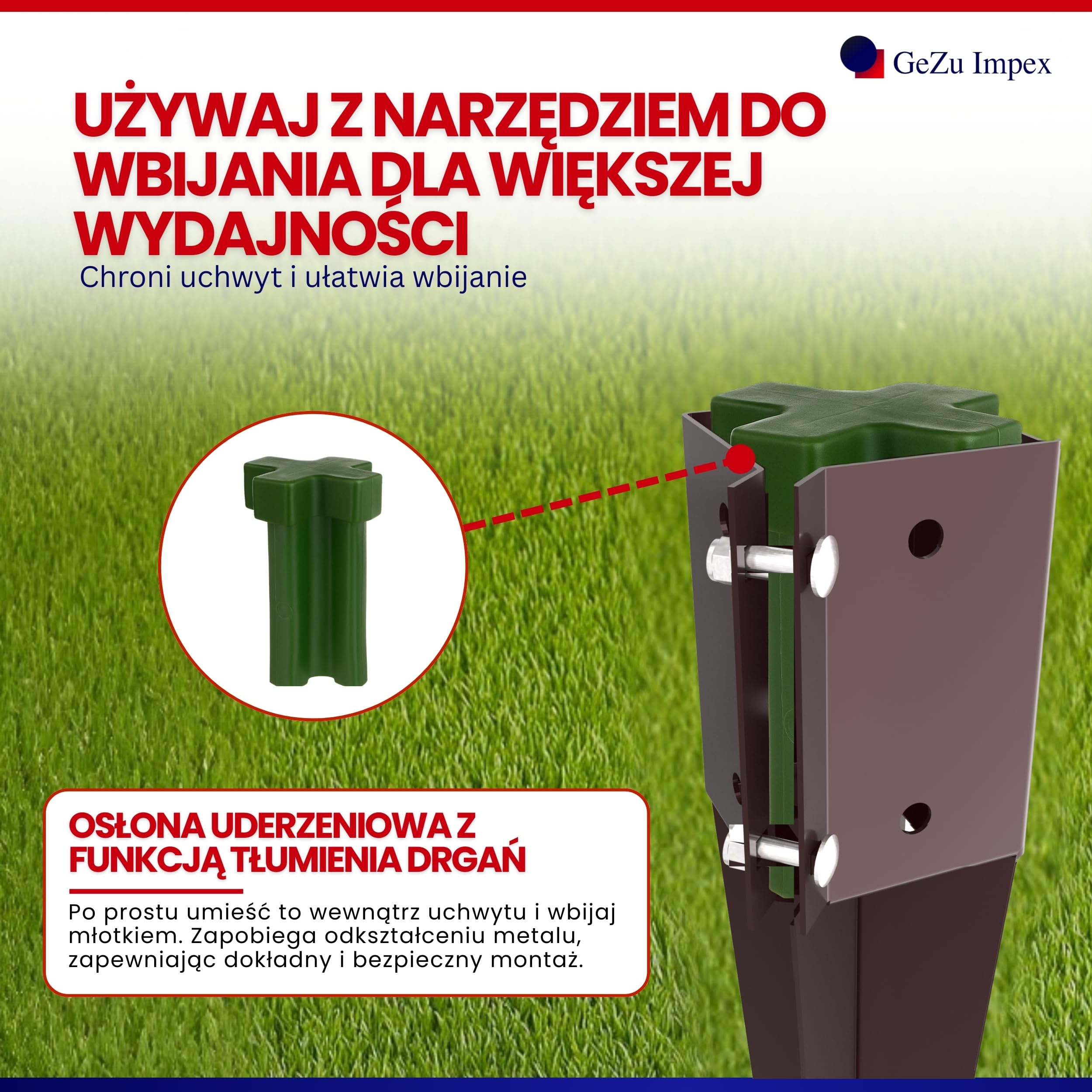 GEZU IMPEX Szybkozaciskowy Wspornik Wbijany 100 x 100 x 750 mm Zestaw 16 Pokryty Proszkowo Kotwa Gruntowa Uchwyt Slupka Ogrodzeniowego Zacisk Wbijany