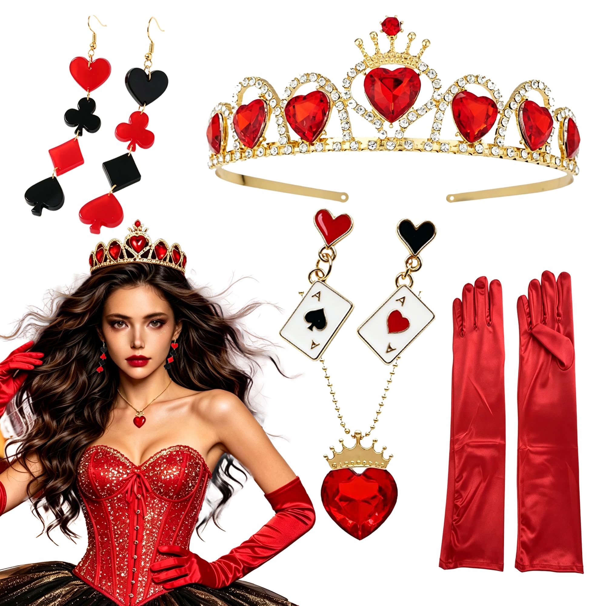 Thirty and Thirsty Queen Accessories Red Heart Queen Costume Women Gloves