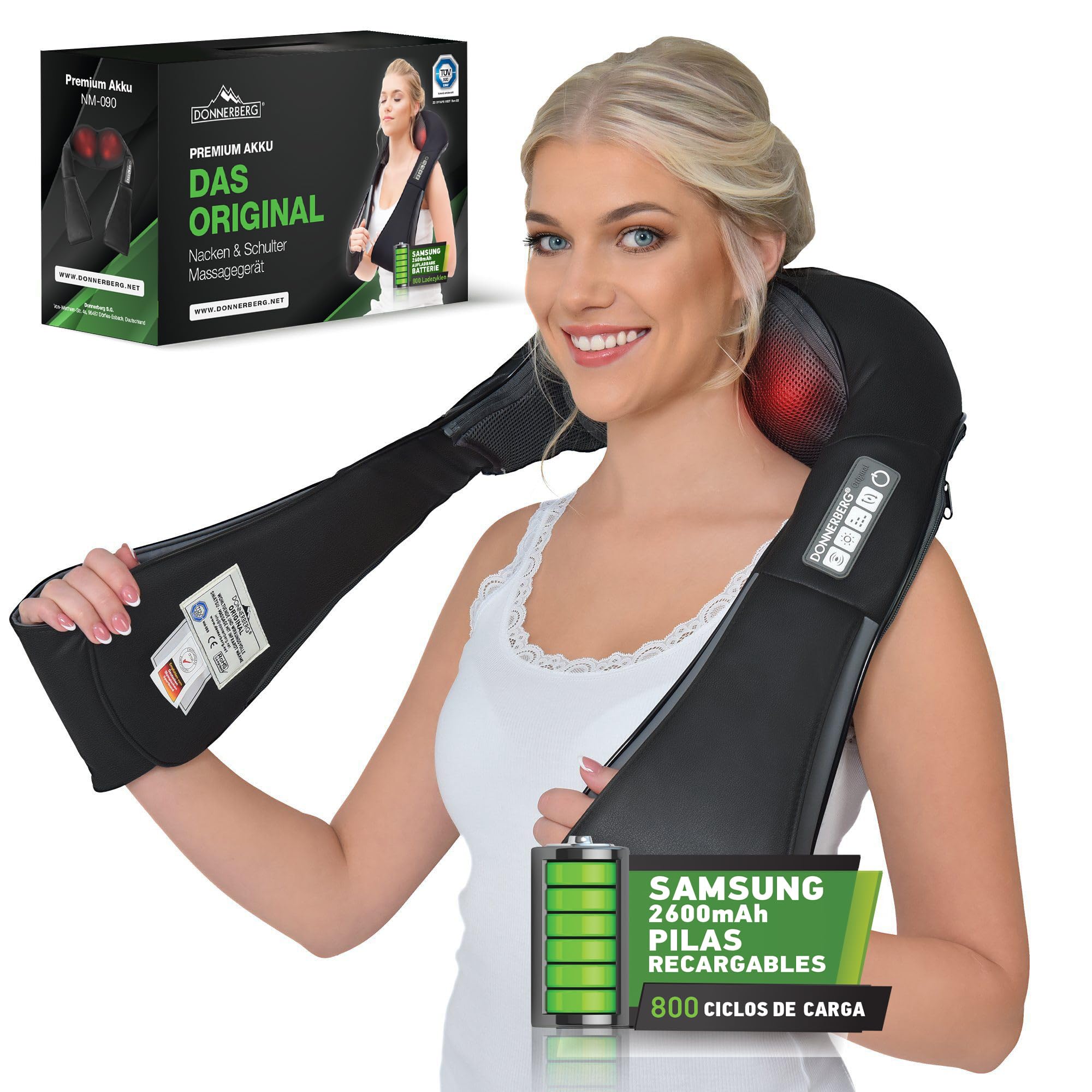 Donnerberg® Masajeador Cervical y Espalda Inalámbrico| Regalo Original |Masajeador de Cuello | 7 Años de Garantía ✓ |Calidad Alemana |Tratamiento cervical