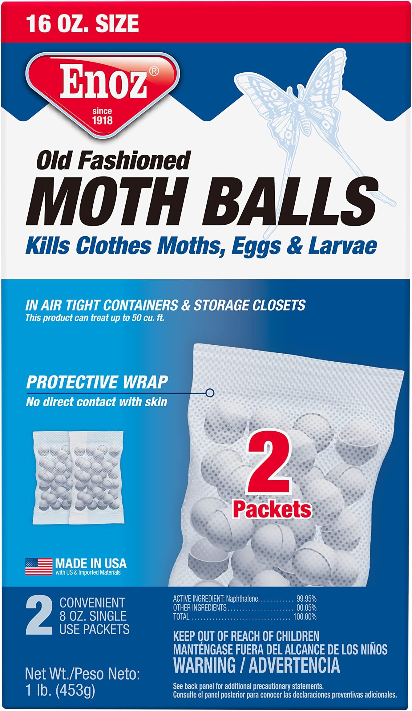 Enoz Old Fashioned Moth Balls, 16 Ounce