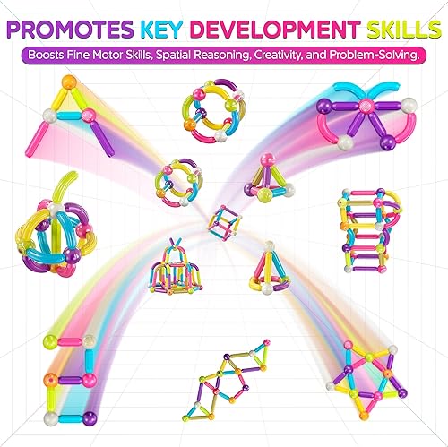 Miniatura 3 de Contixo ST2 Kids Magnetic Stix Stick 68 piezas de bloques de construcción 3D STEM Construcción, Tableros de juego creatividad, imaginación,
