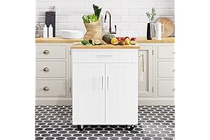 Shintenchi Kitchen Island with Plentiful Storage and Roll