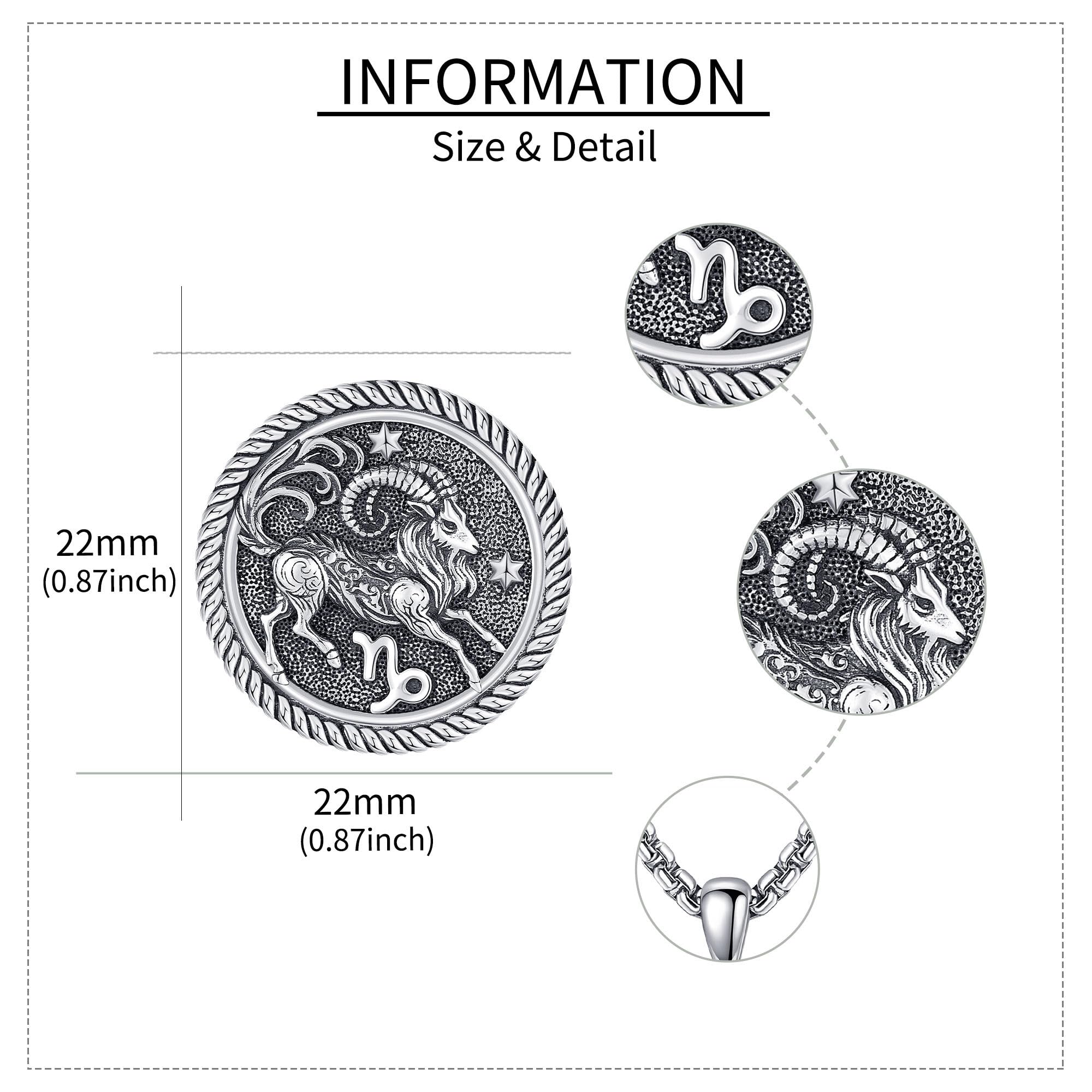 URONE Steinbock Kette Silber 925 Steinbock Anhänger Sternzeichen Schmuck Geschenke für Damen Herren