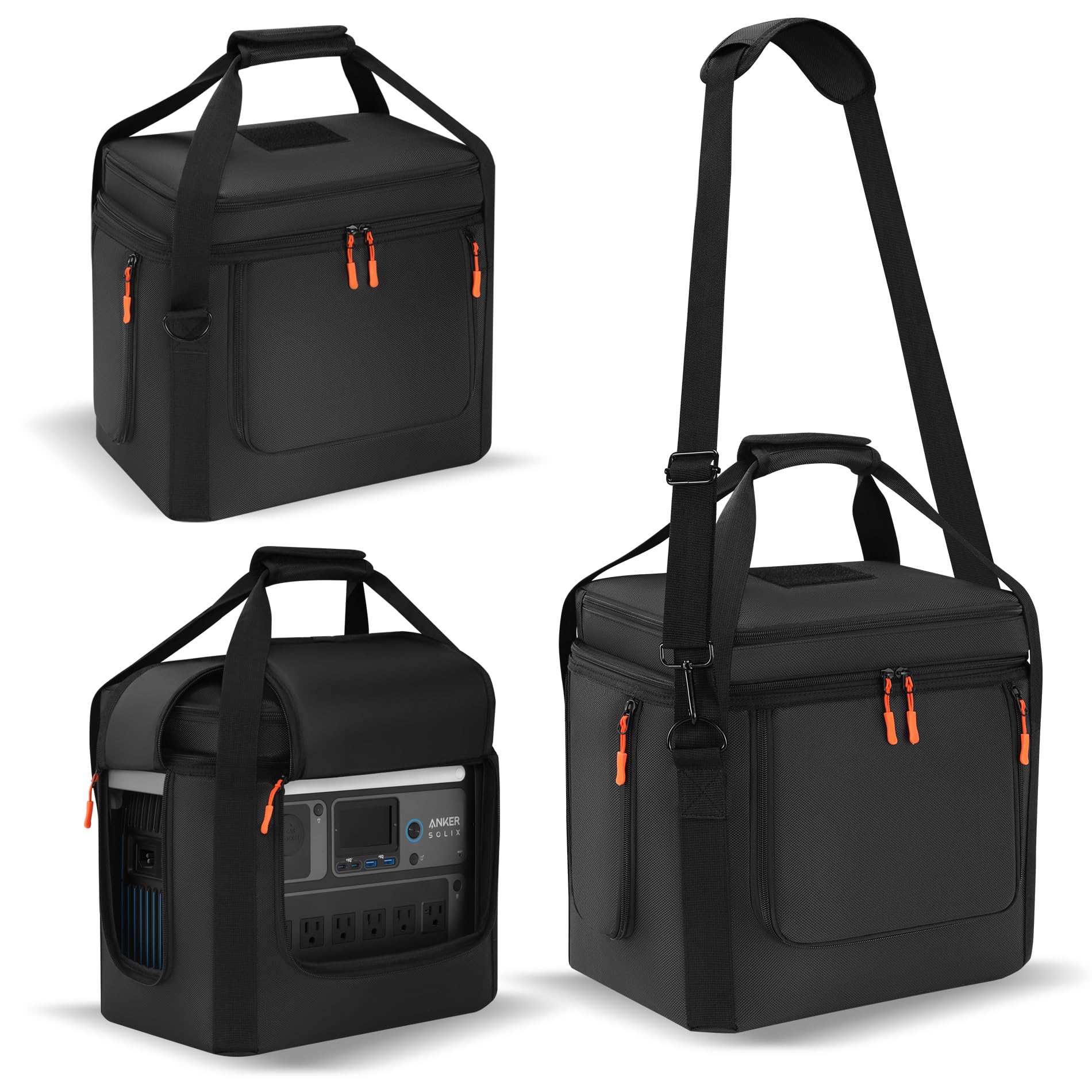 Carrying Case Compatible with Anker SOLIX C1000/C1000 Gen 2/C800/C800 Plus, Portable Power Station Bag with Shoulder Strap, Portable Generator Cover Compatible for Outside (Black, without wheels)