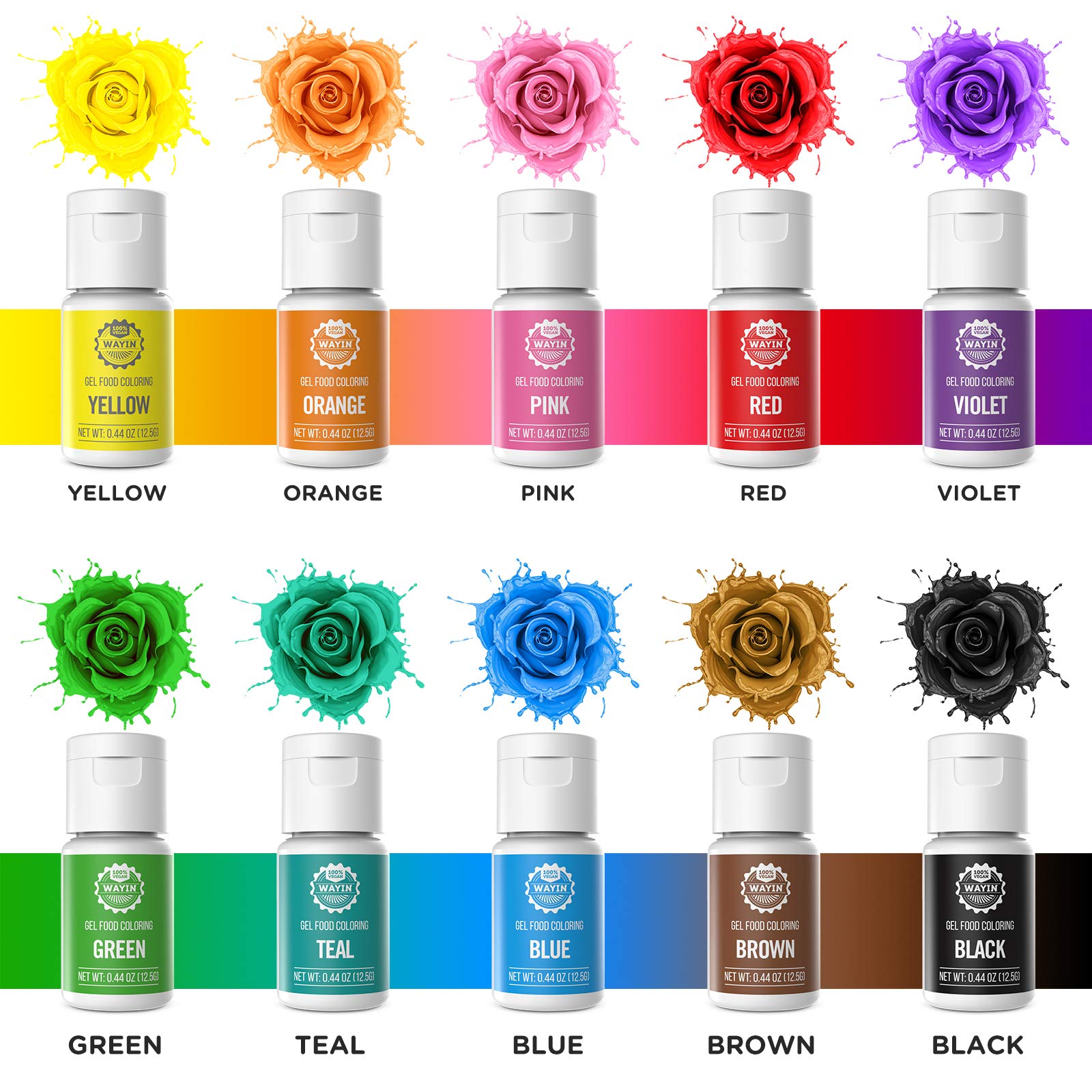 Gel Food Coloring 10x10ml Colors Set Wayin Gel Based Vibrant Food